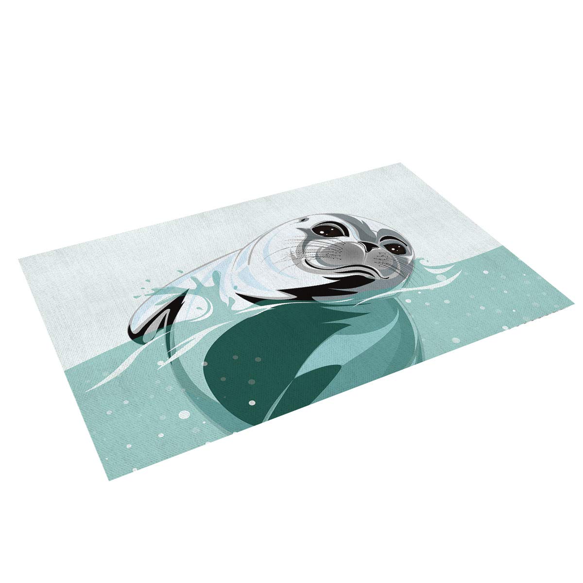 Heat-Resistant Non-Slip Placemats Set of 6 - Washable Cotton Linen Table Mats for Dining Table Decor, Kitchen & Party Use - Cute Animal Seal Design for Home, Banquet and Daily Meals