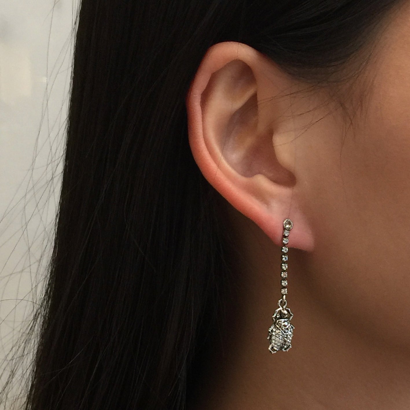 Stylish Silver Beetle Drop Earrings for Women - Elegant Dangle Jewelry for Parties, Weddings & Everyday Wear