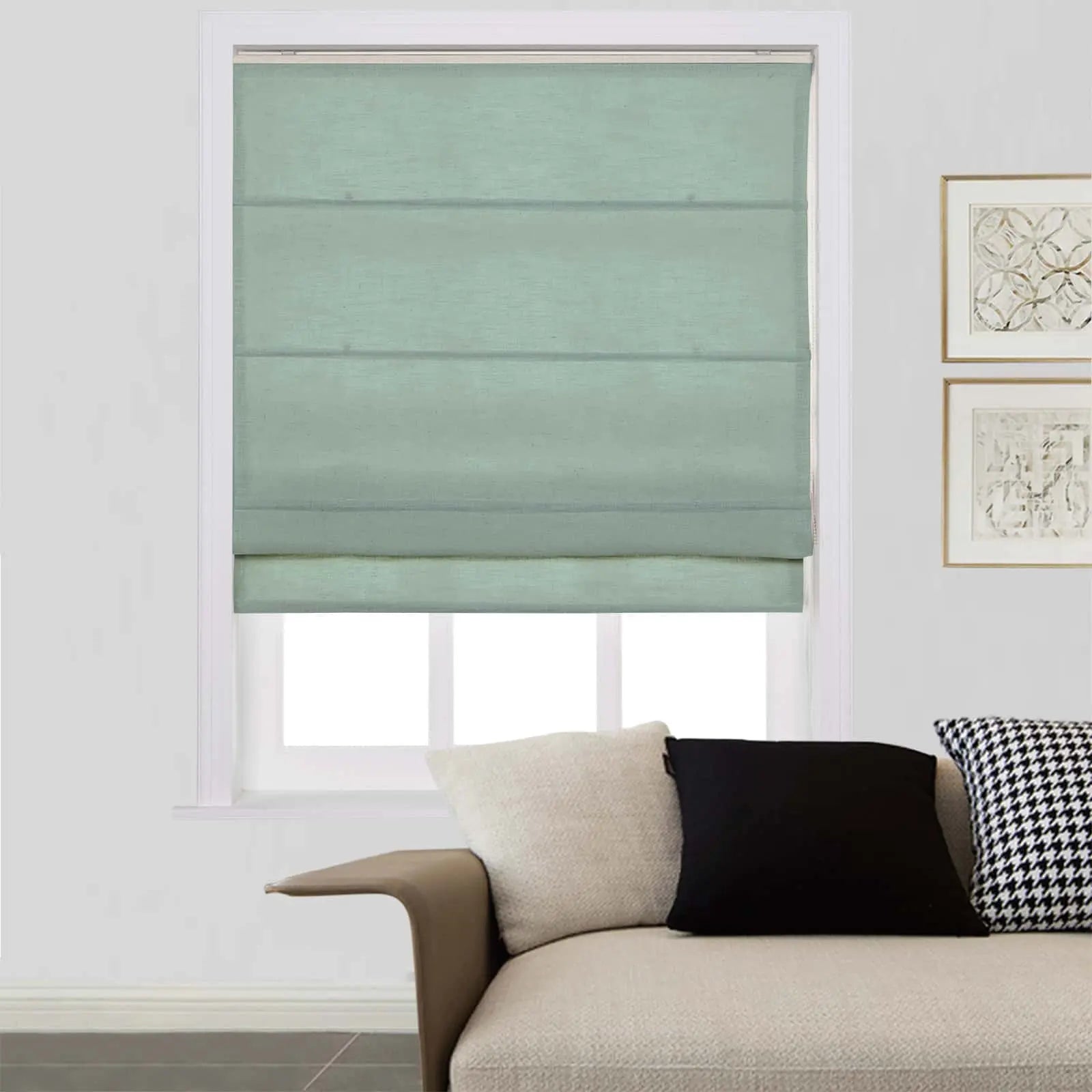 Linen Roman Shades with Loop Cord Lift - Elegant Window Treatment for Living Room, Bedroom & Home Decor