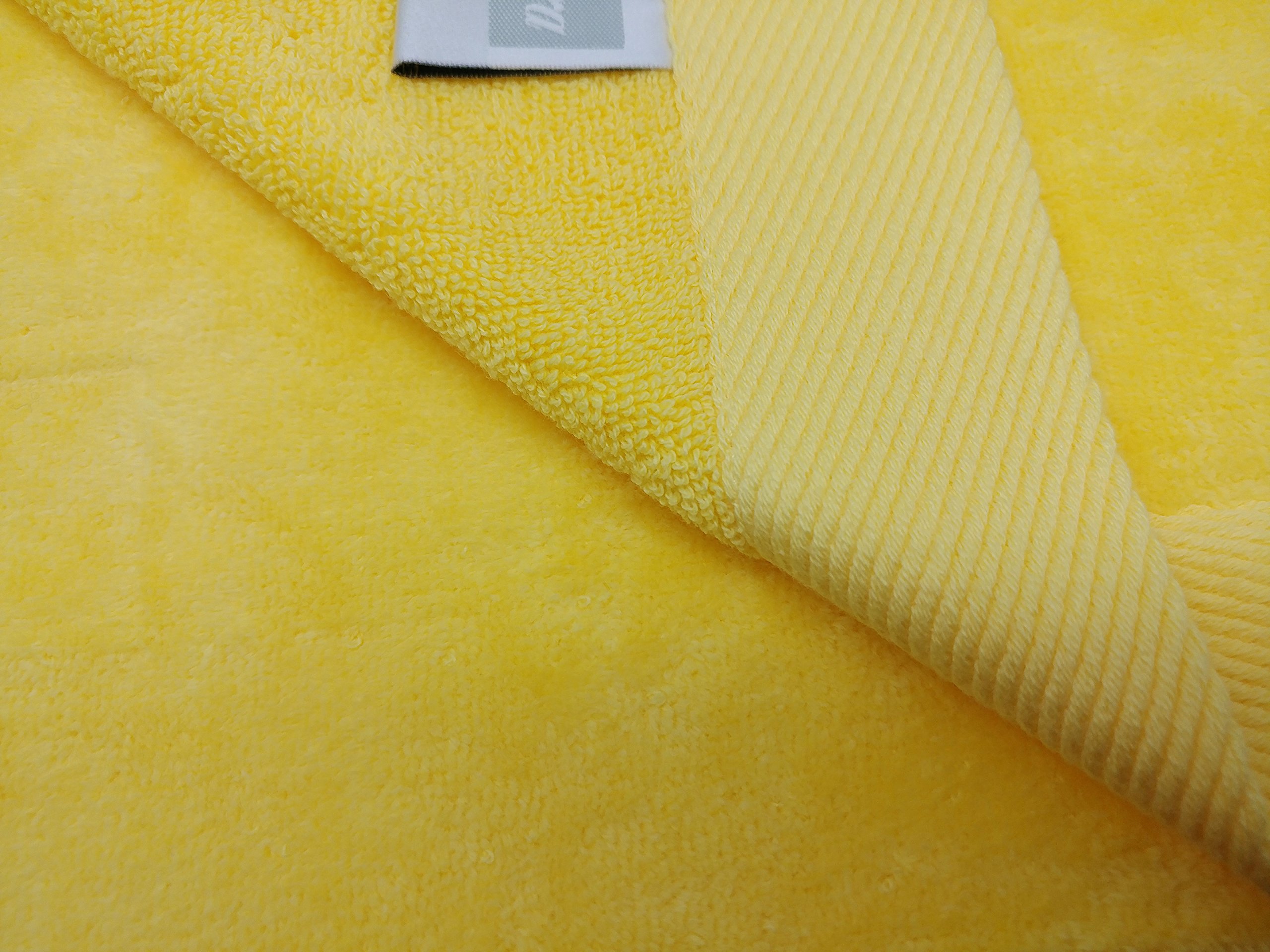 Premium Hand Cotton Velour Towels - Soft & Absorbent Bath & Spa Towel Set of 6 (Yellow) - Perfect for Bathroom, Gym, Beach & Luxury Home Use