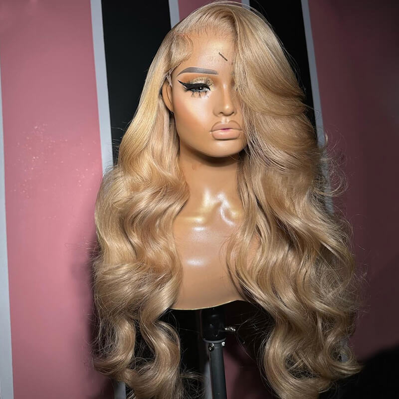 Eullair Glueless Honey Blonde Lace Frontal Wig - Bombshell Brown Girl Ash Blonde Straight & Body Wave Human Hair Wig for Women | Perfect for Daily Wear, Parties & Special Occasions