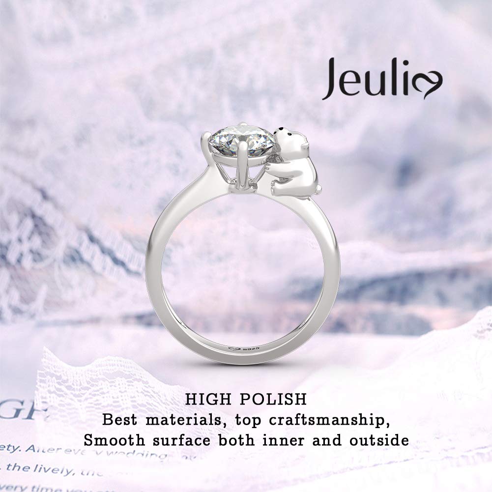 Jeulia Polar Bear Inspired Sterling Silver Ring - Round Cut Engagement Ring for Women, Anniversary & Birthday Gift for Wife/Girlfriend with Jewelry Box - Perfect for Proposals, Weddings & Special Occasions