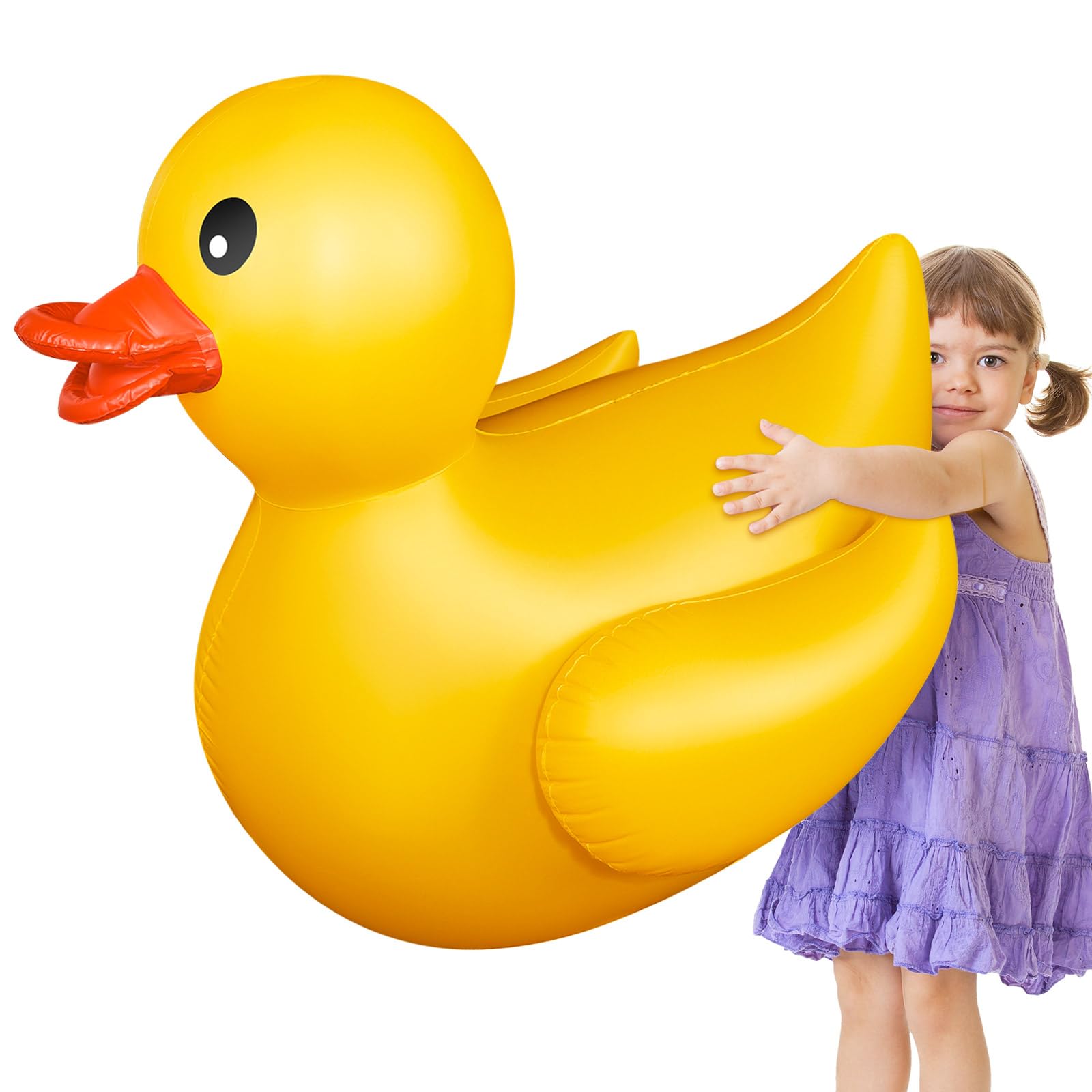 Hungdao 4 Feet Giant Inflatable Duck - Huge Rubber Duck Pool Float for Kids, Summer Beach, Swimming Pool, Carnival, Birthday Party Decoration, Backyard Fun, Water Play, Photo Prop (Yellow)