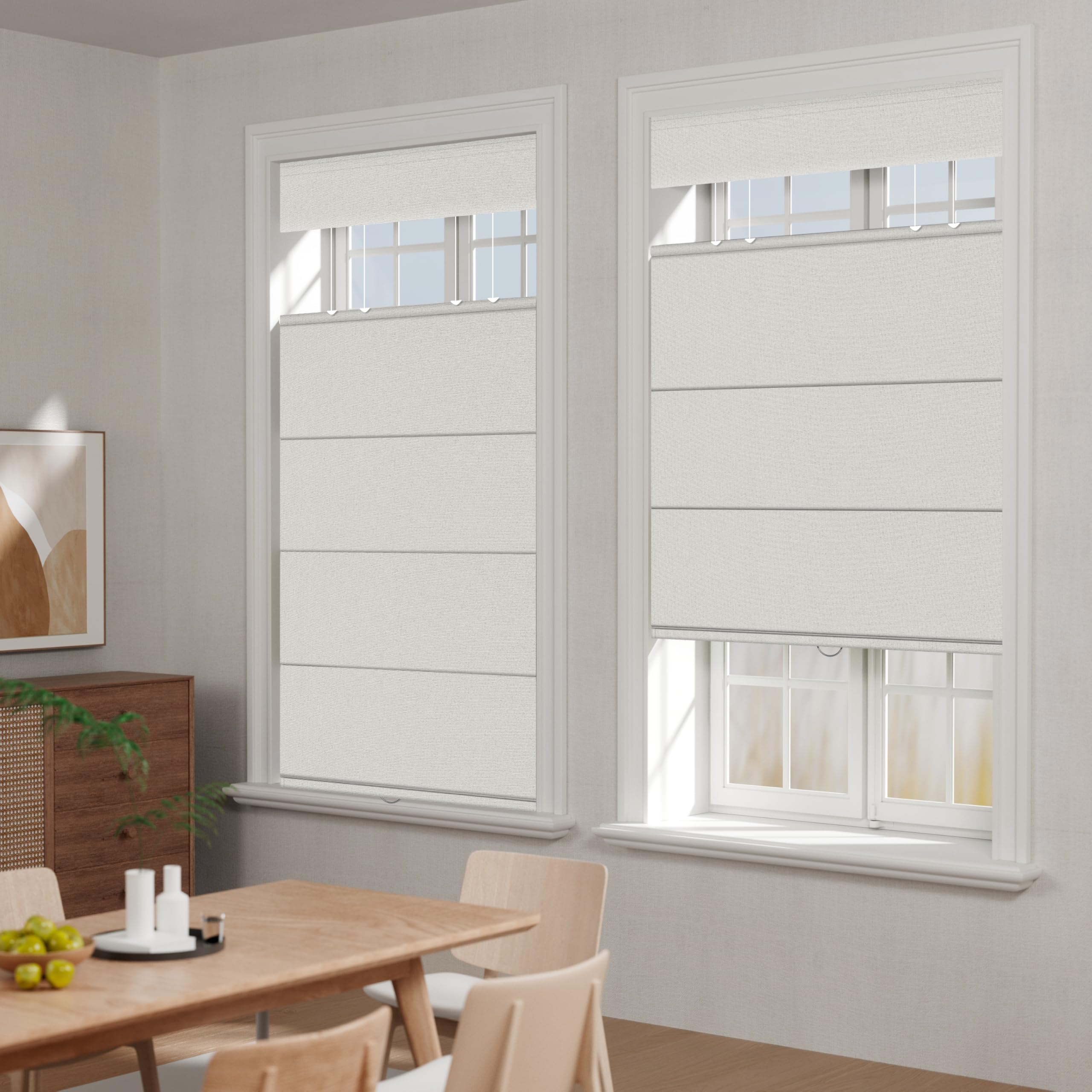 Blackout Cordless Roman Shades for Windows - Top Down Bottom Up, Thermal Insulated Window Blinds, Easy to Install (47