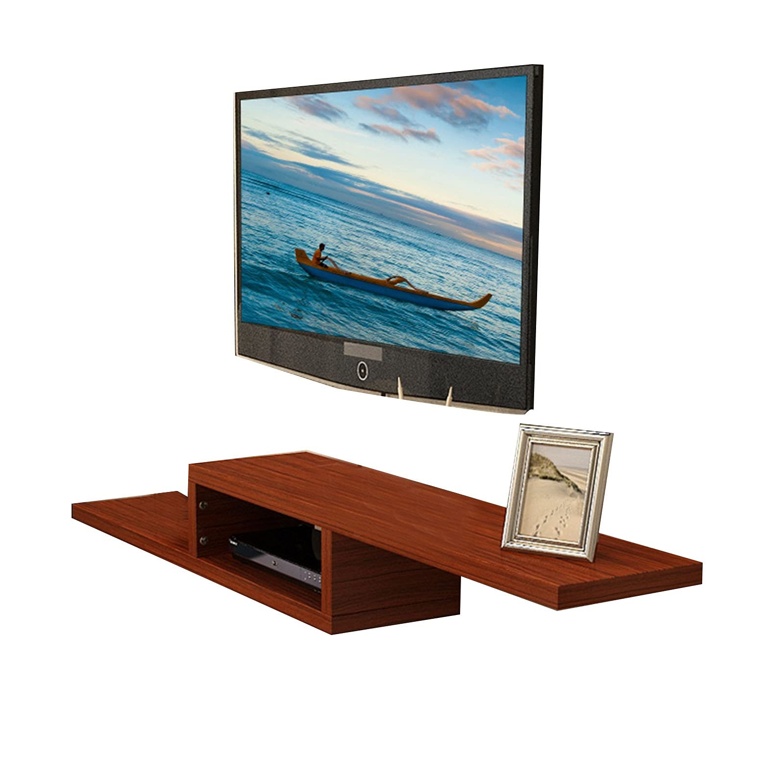 Floating TV Stand with Set-top Box Storage - Wall Mounted Media Console 100/120/150cm - Easy Installation Modern TV Cabinet (Black, 120cm) for Living Room, Bedroom & Home Theater