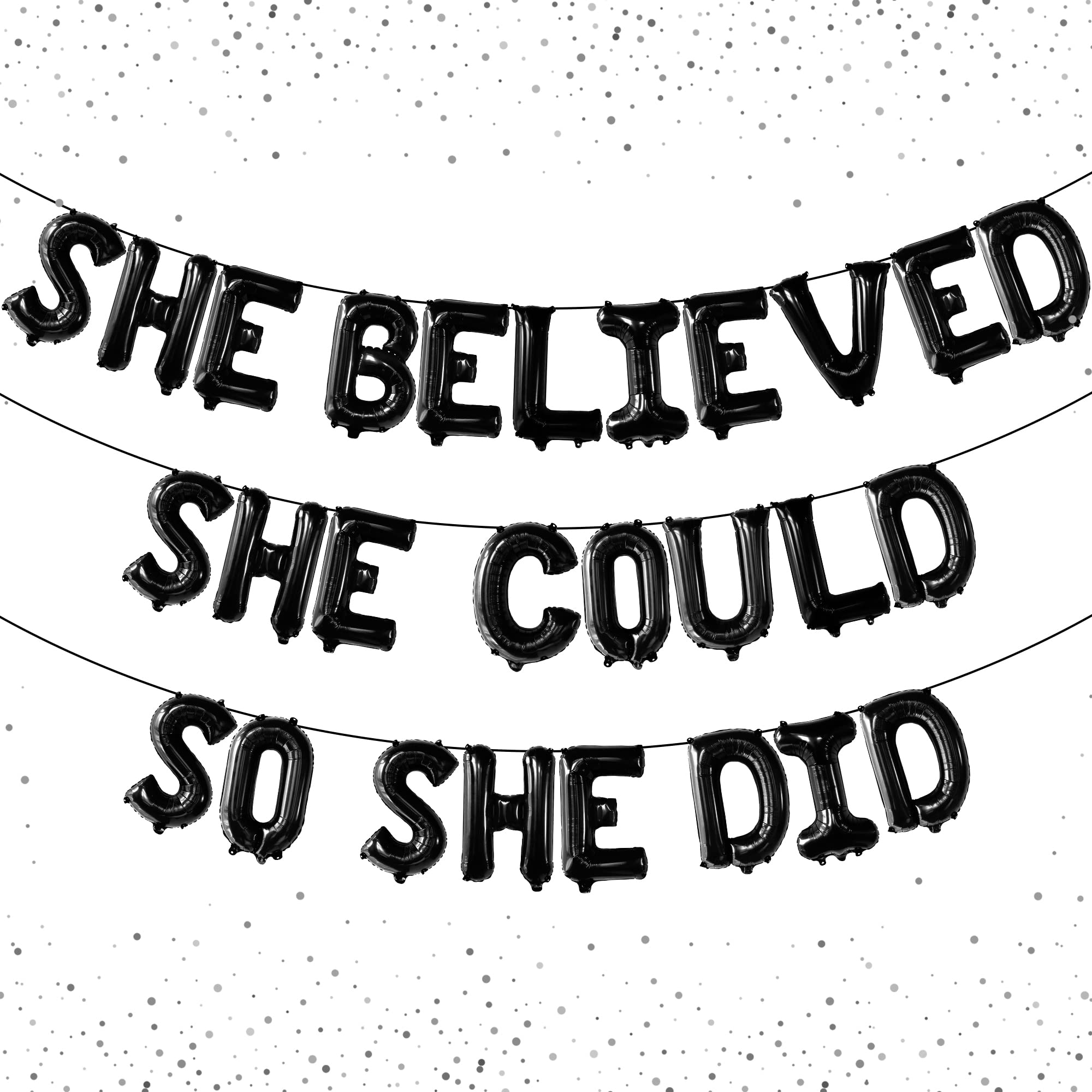 She Believed She Could So She Did Banner - 16 Inch Black Inspirational Graduation Banner | Class of 2023 Party Decorations | Wall Hanging for Graduation Ceremony, College Dorm & Motivational Home Decor