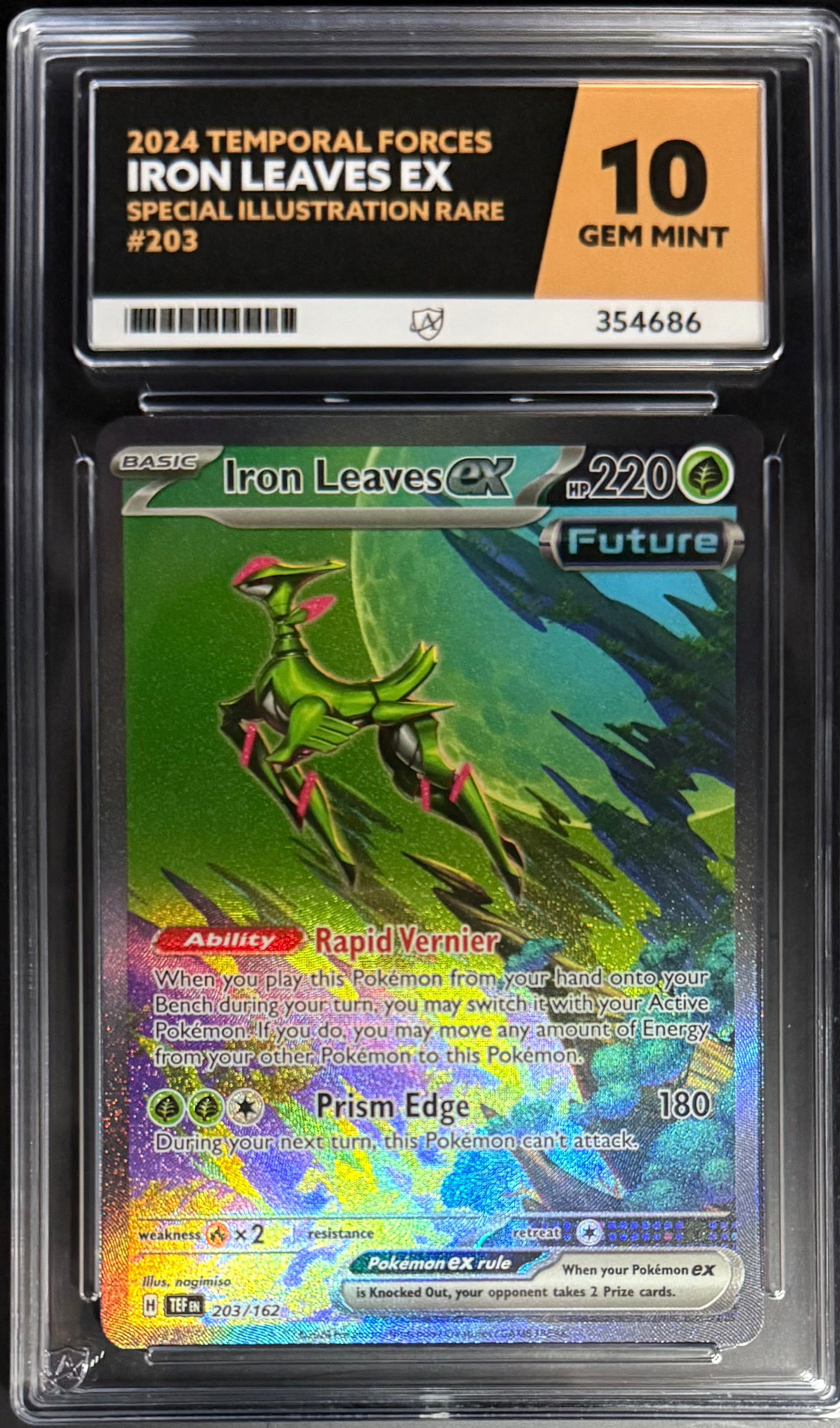 Pokemon Iron Leaves EX 203/162 Special Illustration Rare Card - Temporal Forces 2024 ACE10 - Collectible Trading Card Game for Battles & Display