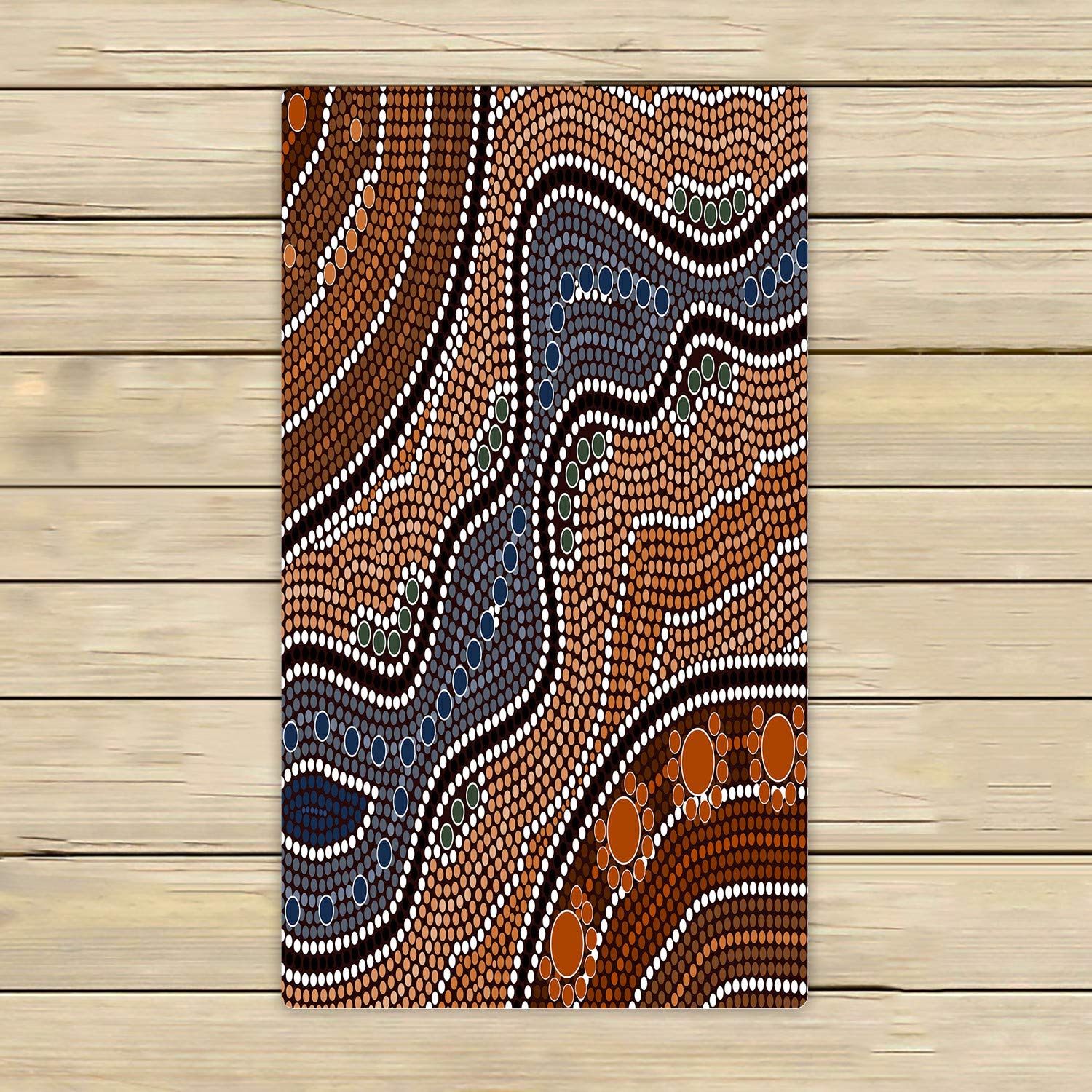 Aboriginal Dot Painting River Beach Bath Towel - 16x28 Inch Soft Shower Towel for Home, Spa, Travel & Outdoor Use | Eco-Friendly & Absorbent