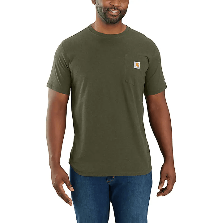 Carhartt Force® Relaxed Fit Midweight Short Sleeve Pocket T-Shirt for Men - Basil Heather | Workwear & Casual Everyday Wear