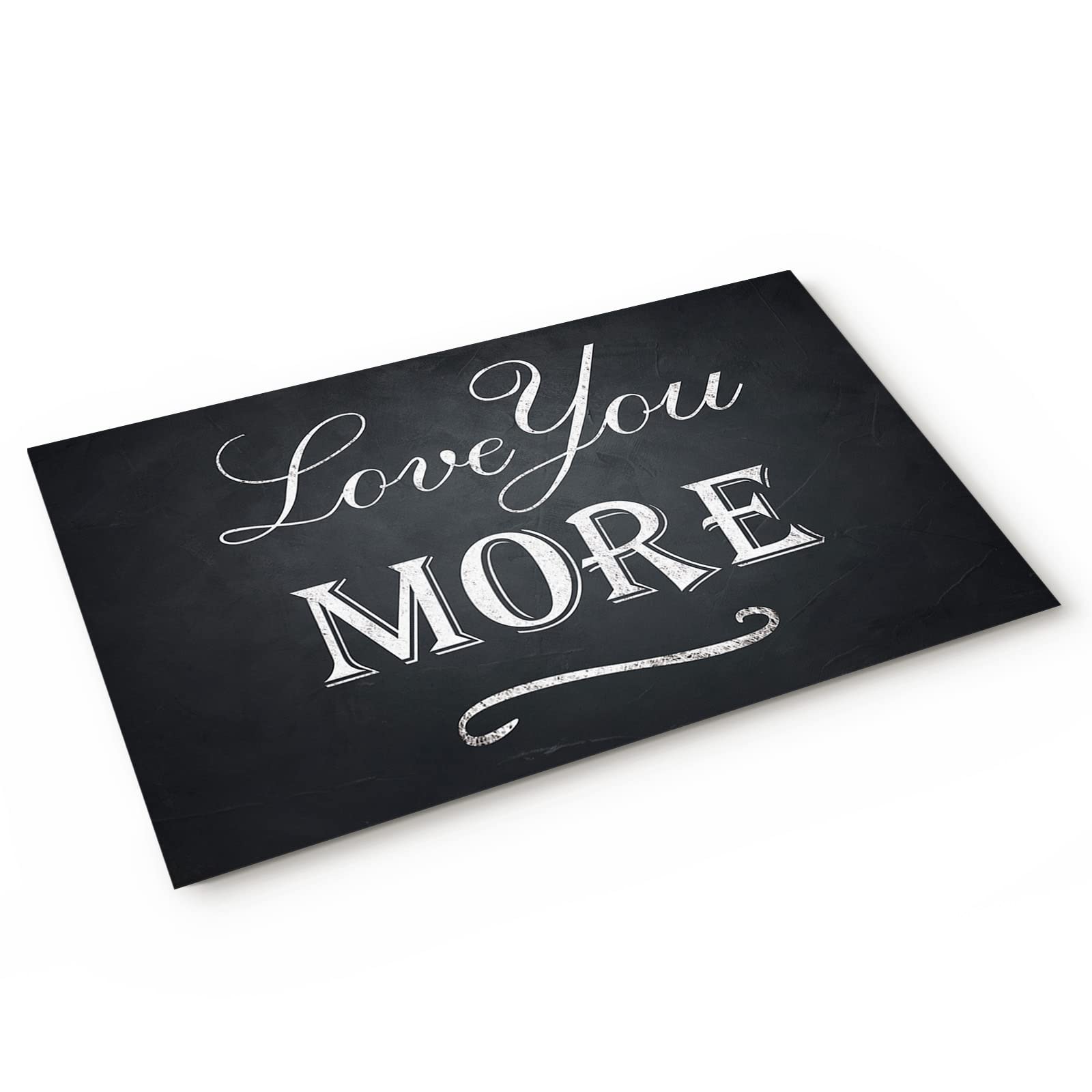 Valentine's Day Doormat - 'Love You More' Welcome Mat with Simple Blackboard Design, Non-Slip Indoor/Outdoor Entryway Rug for Home, Bathroom & Front Door (20x31.5 Inches) - Perfect for Romantic Home Decor, Couples' Gift & Seasonal Doorstep Welcome