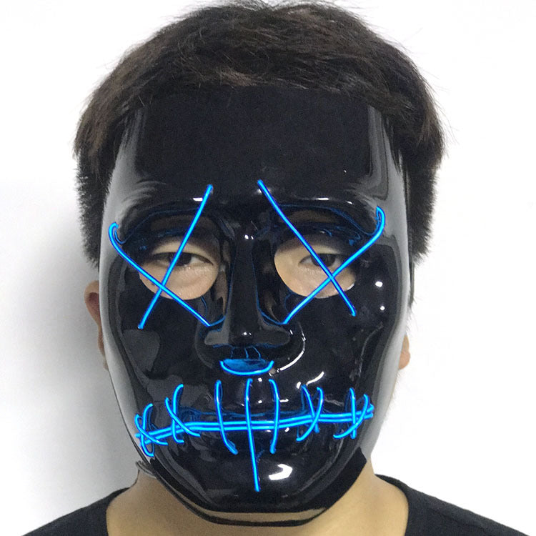 Glow in The Dark Halloween LED Light Up Mask - Scary Glowing Face Cover for Costume Parties & Trick or Treating