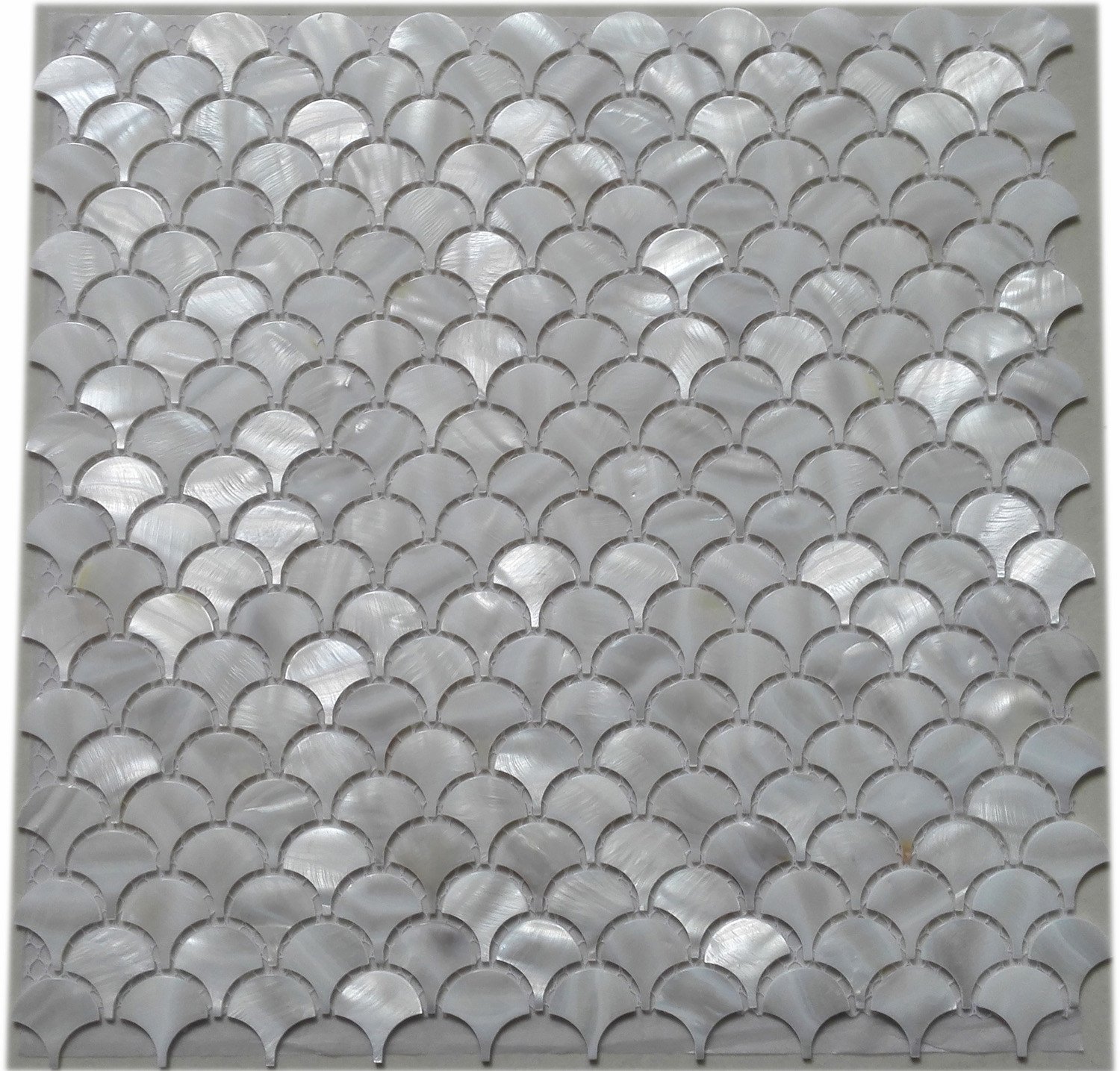 11PCS White Fish Scale Mother of Pearl Mosaic Tiles - Freshwater Shell Backsplash for Kitchen, Bathroom, Shower Wall & TV Background - Home Improvement Decorative Fan Pattern Tiles for Stunning Interior Design