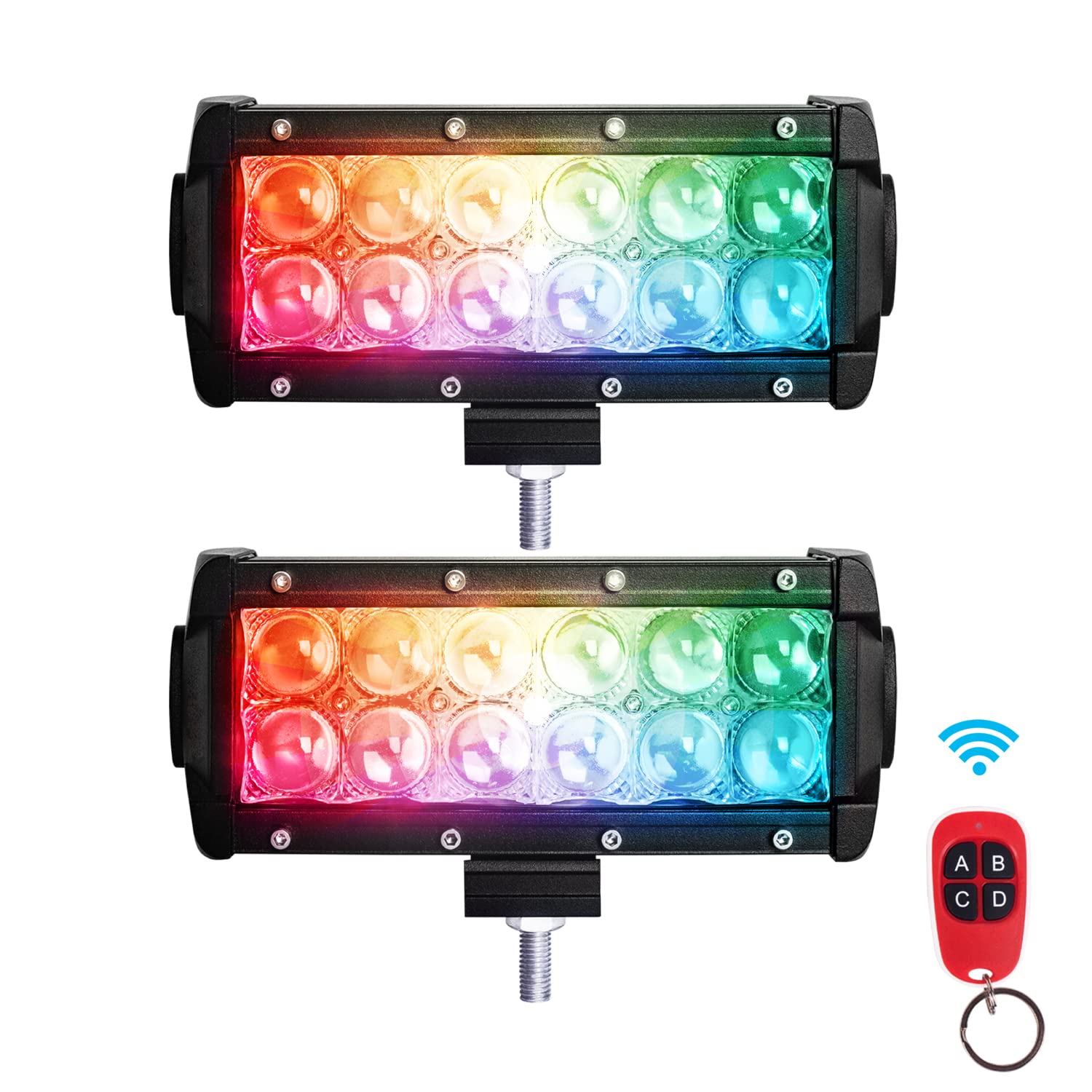 RGB LED Light Pods 2Pcs - 7 Inch 72W LED Light Cubes with RGB Chasing, 6 Flash Modes & 8 Color Changing - Waterproof Off Road Lights for Trucks, Jeeps, ATVs - Perfect for Off-Roading, Camping & Night Driving