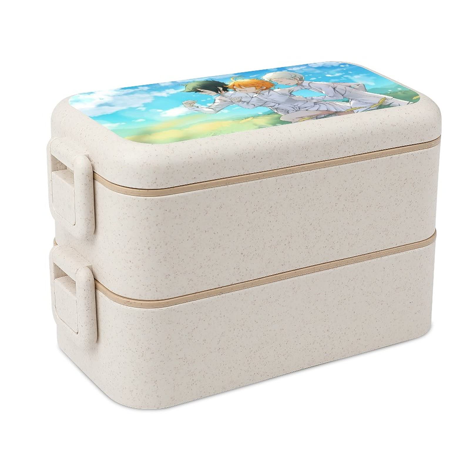The Promised Neverland Anime Bento Box - Leak-Proof Eco-Friendly Lunch Container for Food Storage | Double-Layer Portable Lunch Box for Office, School, Camping & Picnics | Perfect for Anime Fans & Meal Prep