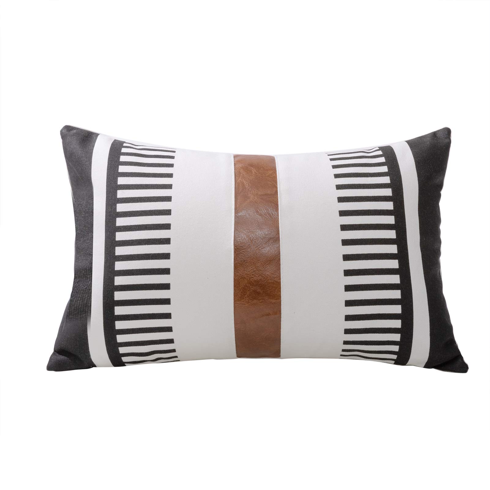 BOYSUM Faux Leather Pillow Covers 12x20 Inch - Modern Decorative Throw Pillow Cases for Sofa, Couch, Bed & Outdoor Furniture - Black Accent Pillows for Living Room, Bedroom & Patio Decor