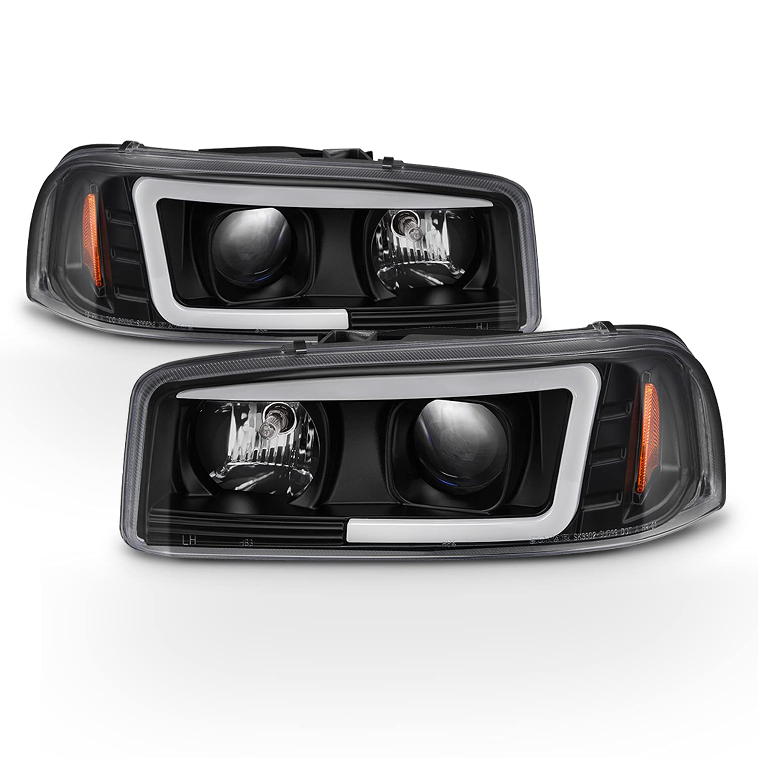 AKKON LED Tube DRL Projector Headlights & Bumper Lights Housing Set for 1999-2006 GMC Sierra Yukon XL Denali - Upgrade Your Truck's Style & Visibility for Night Driving & Off-Road Adventures