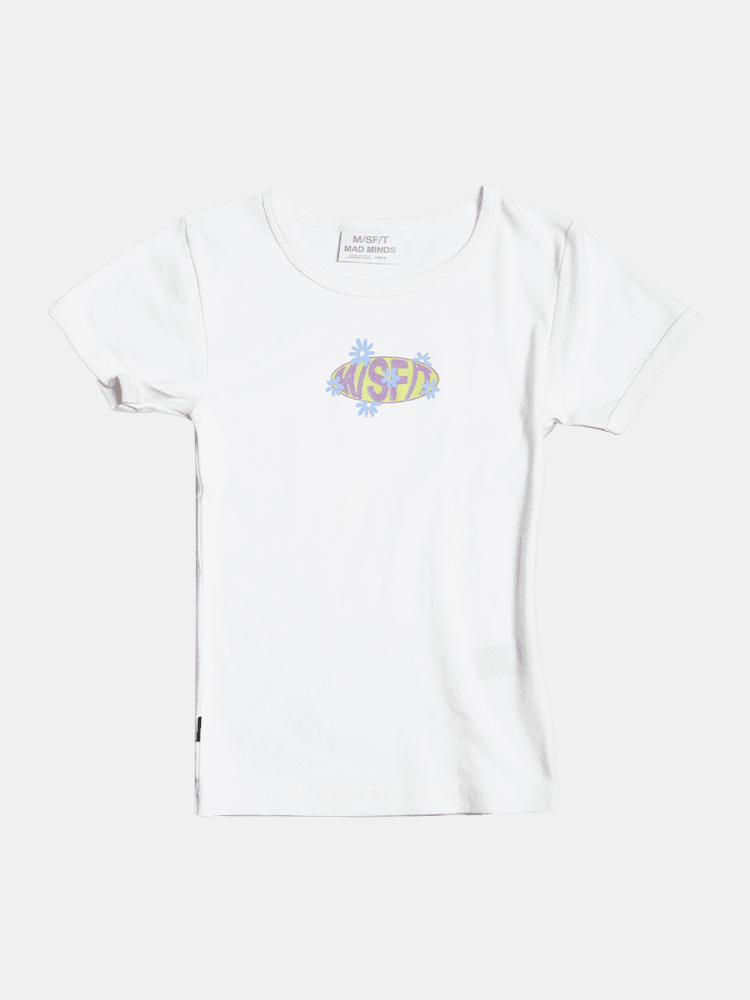 Misfit Desteena Ribbed T-Shirt for Women - Soft Stretch Cotton Blend Tee - Casual & Layering Essential for Everyday Wear