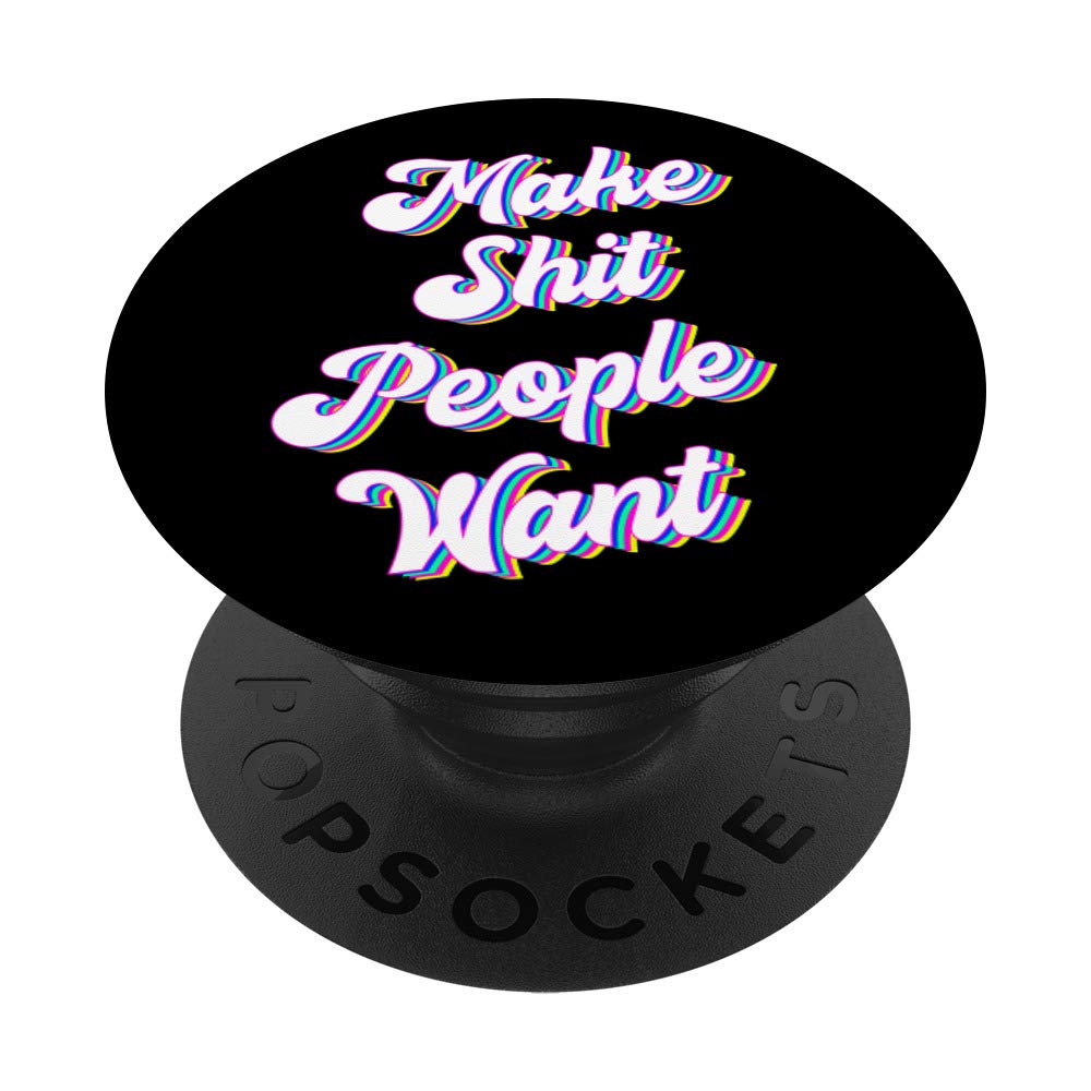Funny Retro Make Shit PopSockets Grip & Stand for Phones & Tablets - Perfect for Artists, Creators & Influencers | Great for Social Media, Vlogging & Content Creation