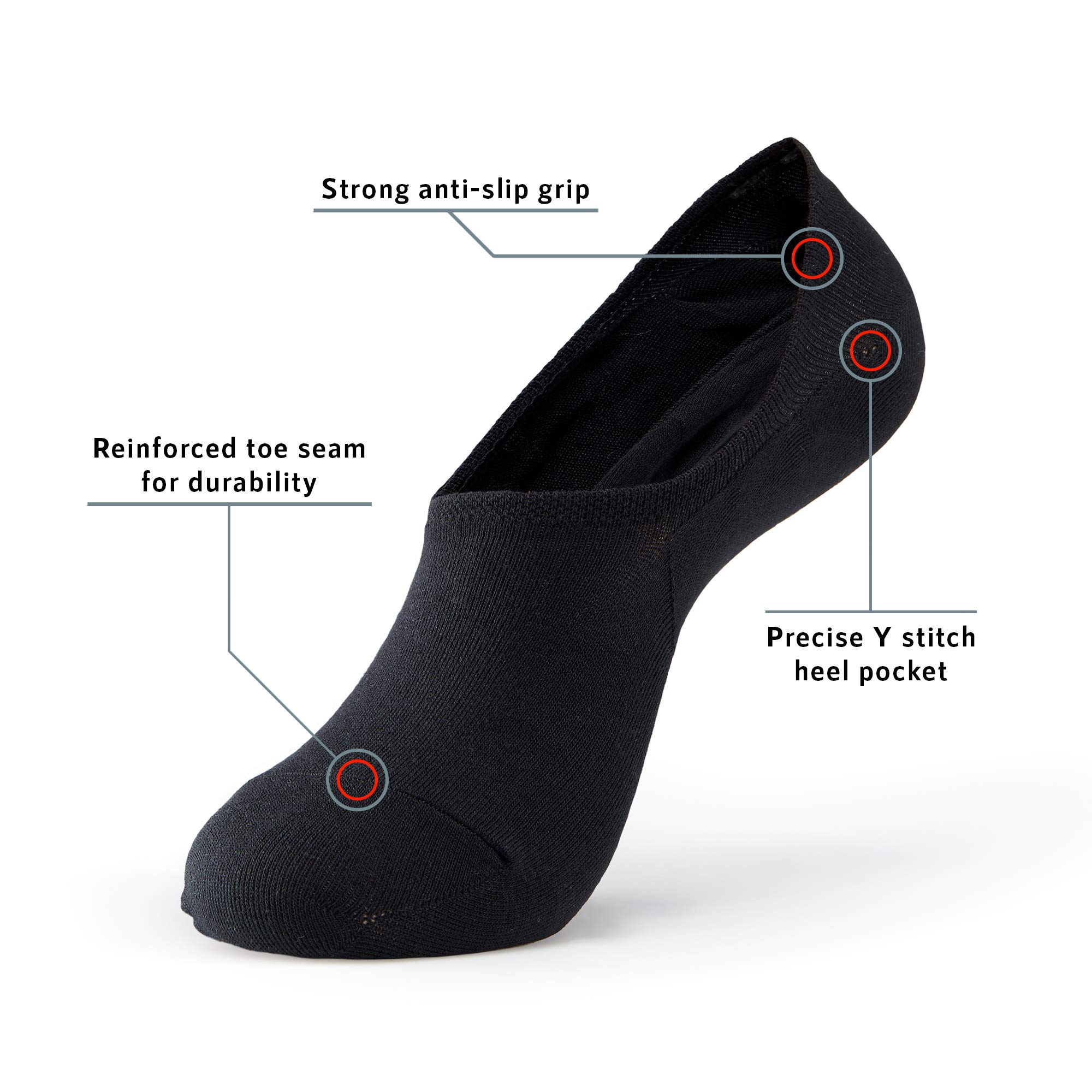 MONFOOT 10 Pairs Invisible No Show Socks for Men & Women - Anti Slip, Breathable, Low Cut Liner Socks for Sneakers, Loafers & Casual Shoes - Multipack Comfort Socks for Everyday Wear