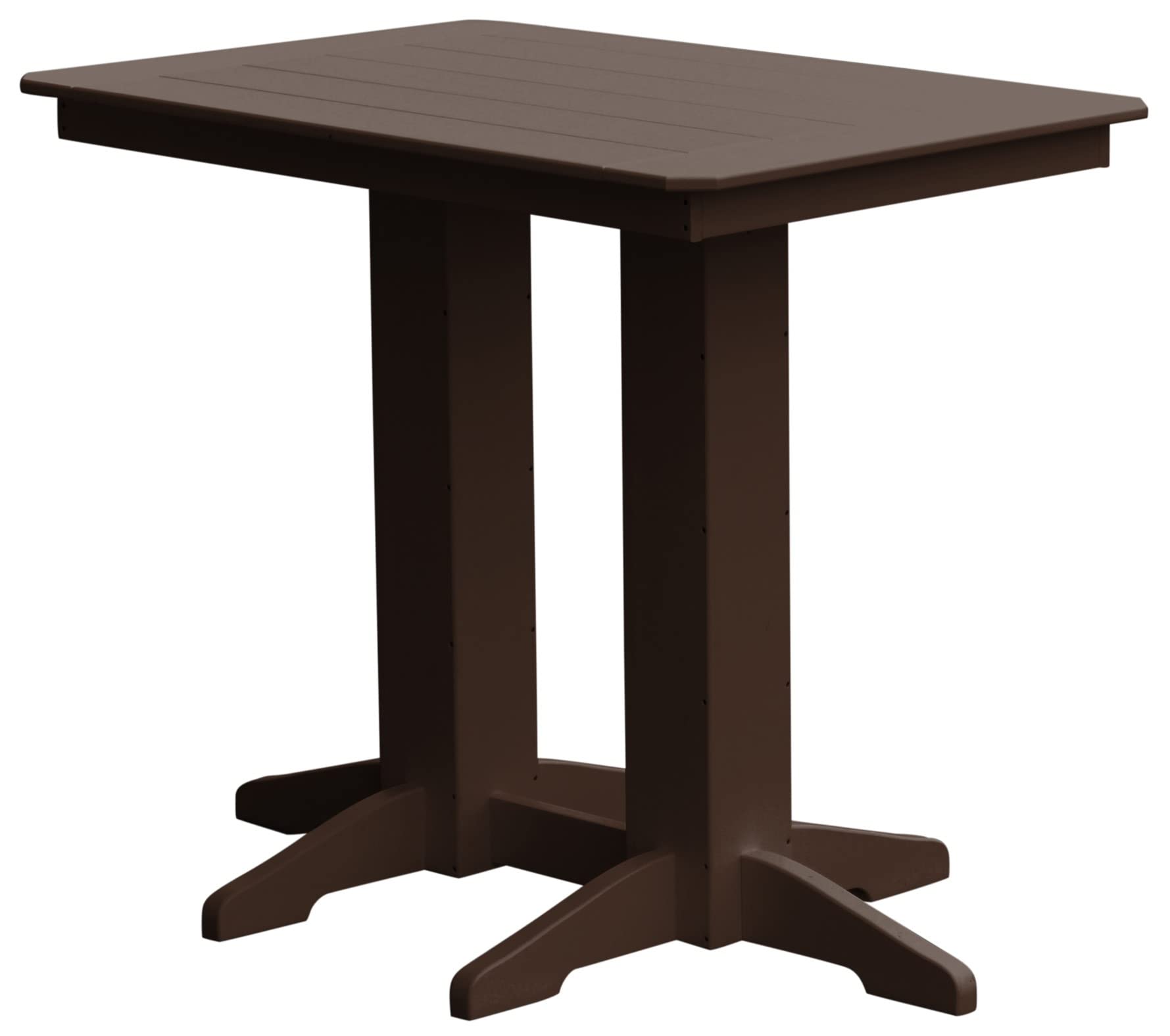 Furniture Barn USA 4-Foot Poly Lumber Bar Table in Tudor Brown - Perfect for Outdoor Patio, Deck, and Backyard Entertaining