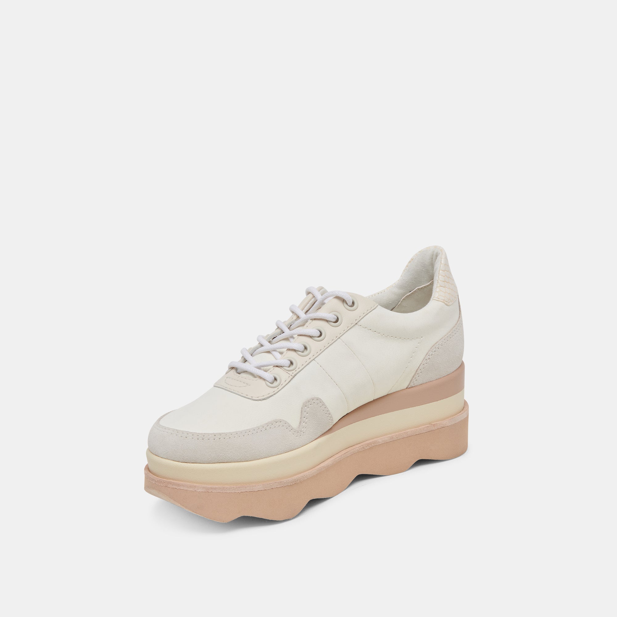 Jayne Sneakers for Women - Ivory Nubuck Leather Casual Shoes | Comfortable Walking & Everyday Fashion Footwear for Work, Travel & Outings