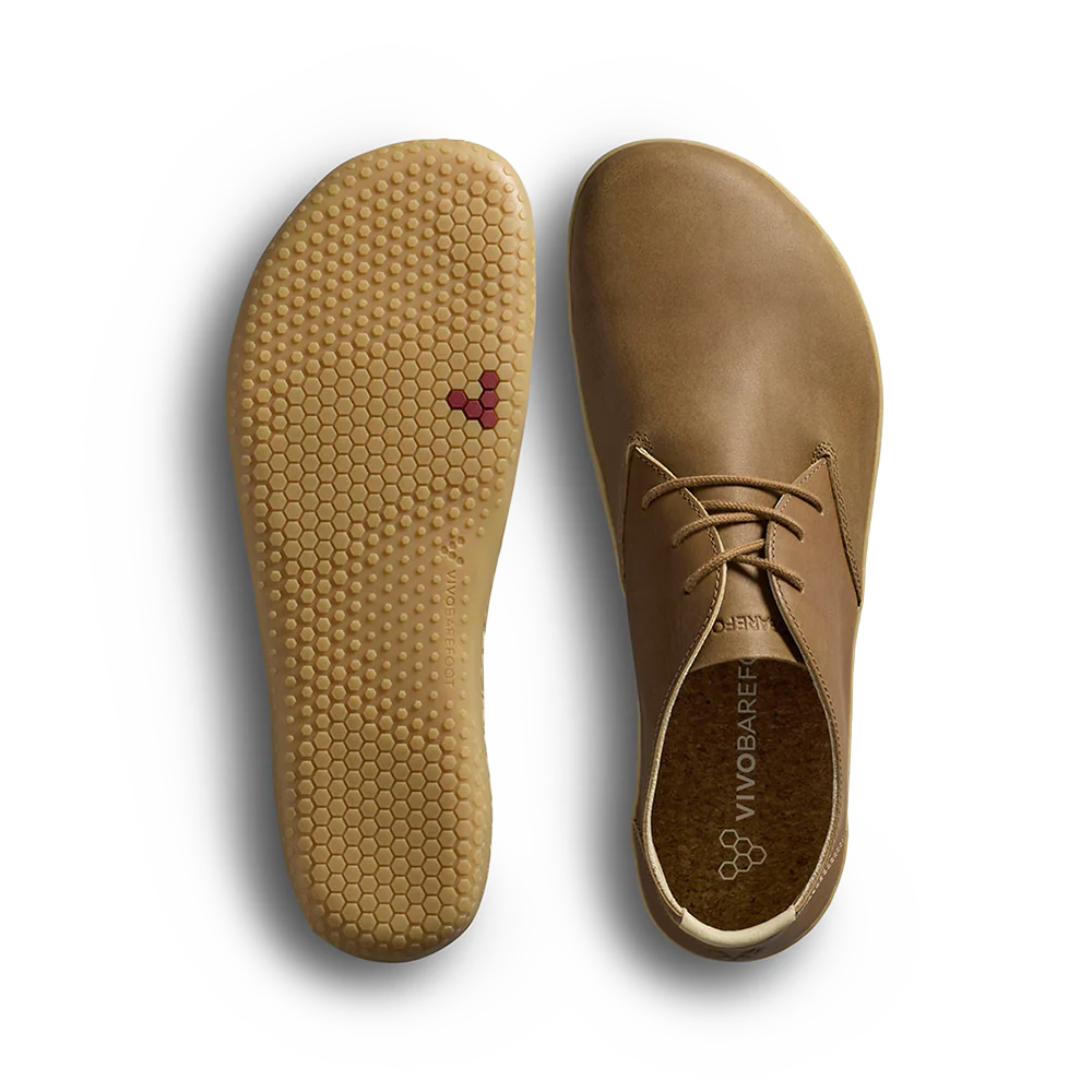 Vivobarefoot Ra IV Men's Tan Leather Barefoot Shoes - Minimalist, Lightweight & Comfortable for Walking, Hiking & Everyday Wear