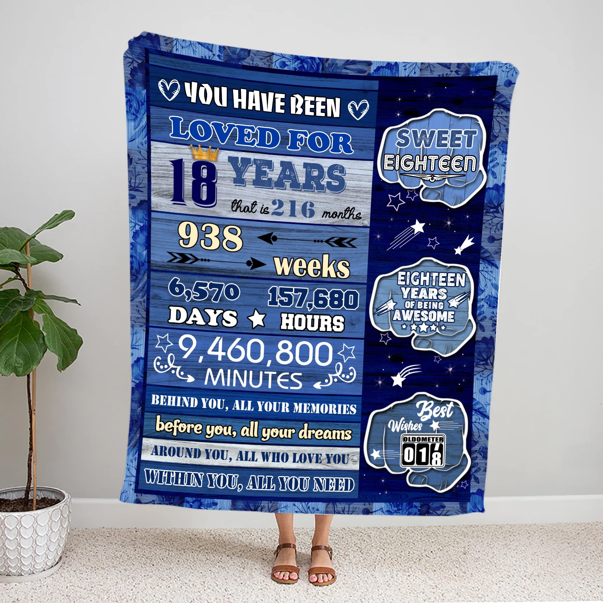 18th Birthday Gifts for Teen Boys - Soft 50x60 Fleece Blanket - Cool 18 Year Old Boy Gift Ideas for College Dorm, Bedroom Decor & Birthday Party Decorations