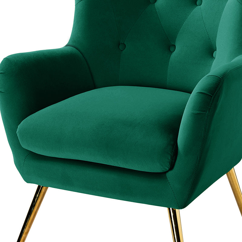 Luxury Isabelle Wingback Velvet Upholstered Armchair - High Back Accent Chair with Sturdy Metal Legs for Living Room, Bedroom & Office Decor