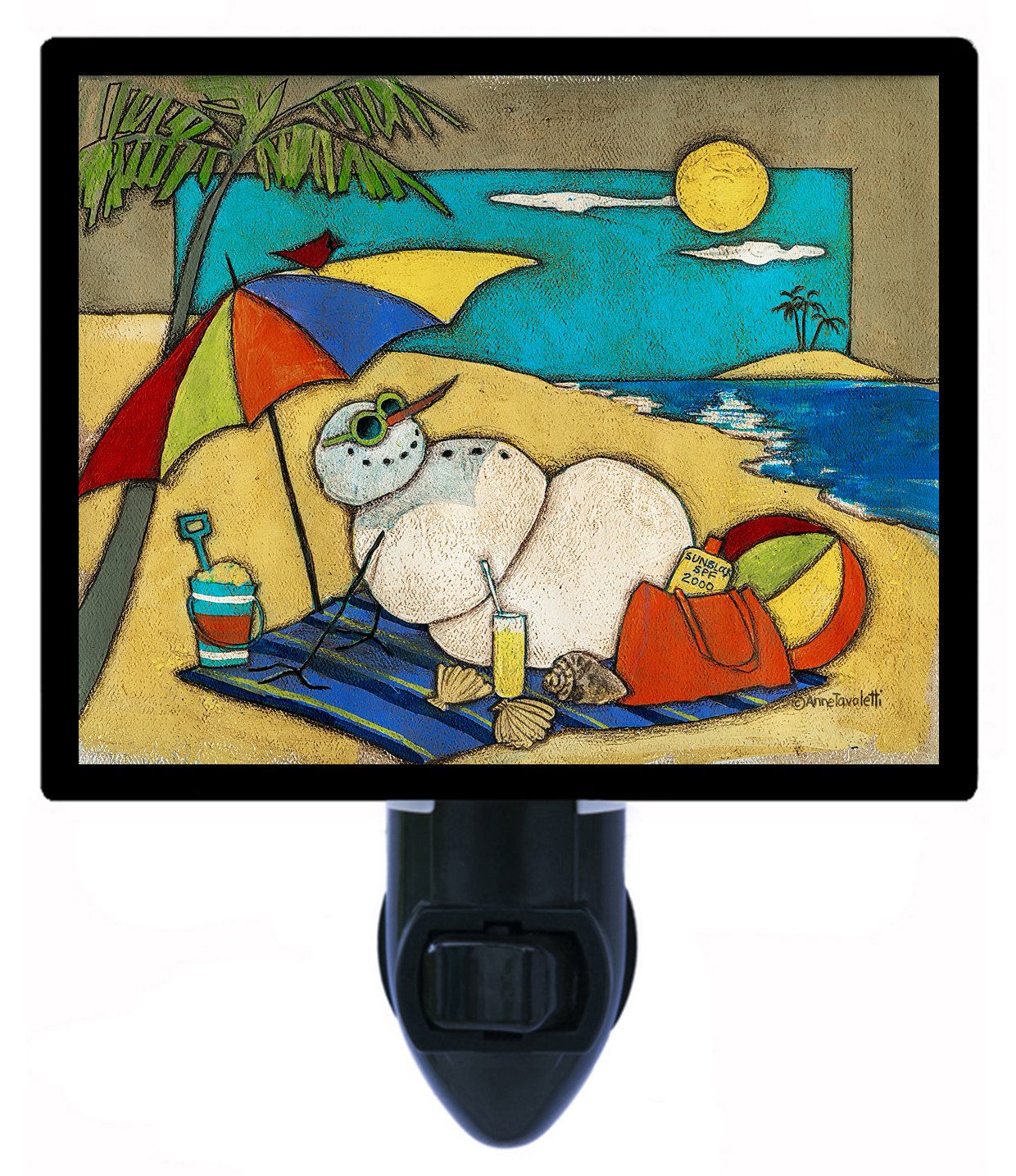 Snowman August LED Night Light - Cute Winter & Summer Decor for Beach, Tropical, or Home - Perfect for Bedroom, Nursery, Kids Room & Holiday Decorations