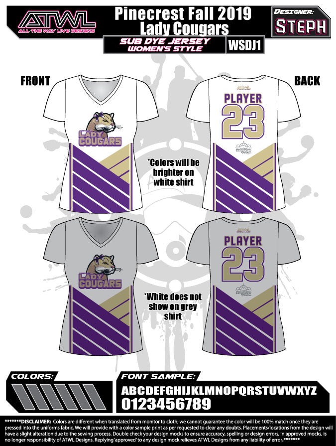 Pinecrest Fall League Women's Sublimated Dye Jersey - Breathable & Stylish Basketball Uniform for Games & Team Sports