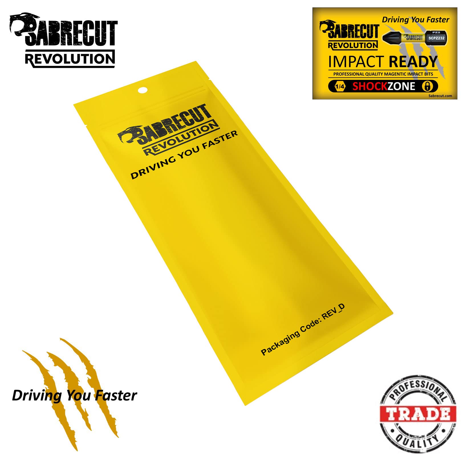 5-Piece SabreCut SCRSL5152_5 152mm SL5 Magnetic Impact Slotted Screwdriver Bit Set - Heavy Duty Single-Ended Tips Compatible with Dewalt, Milwaukee, Bosch, Makita & More - Perfect for Construction, DIY Projects & Professional Tool Kits