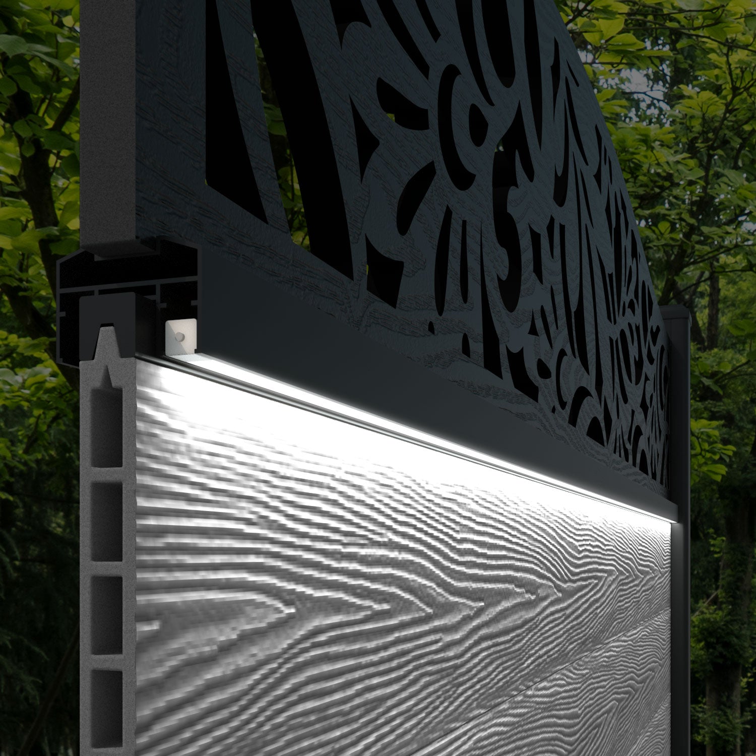 Classic Heritage Curved Top Fence Panel - Mid Grey - Durable Aluminum Posts for Garden, Backyard & Outdoor Privacy Fencing