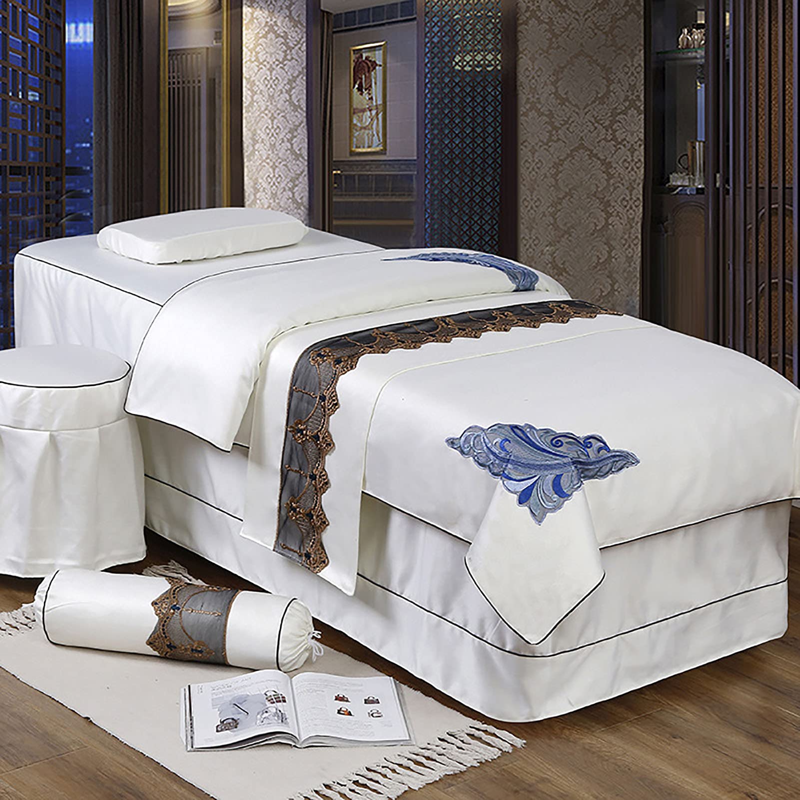 Premium 4-Piece Microfiber Massage Table Sheets Set - Ultra Soft Breathable Salon Bed Covers for SPA, Facial & Beauty Treatments - White 190x70cm (75x28in) - Perfect for Professional Massage Therapists & Home Spa Relaxation