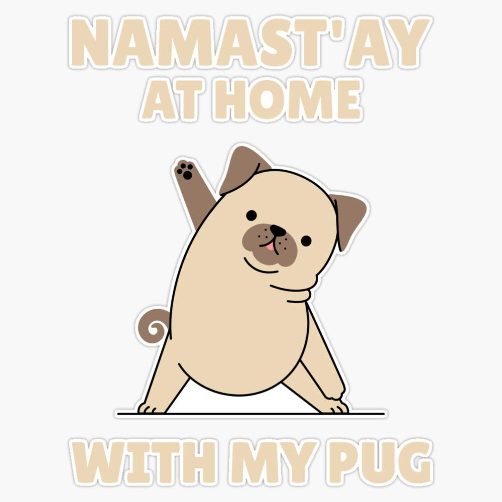 Premium Waterproof Yoga Pug Vinyl Bumper Sticker Decal - 5 Inch Durable Car Laptop Water Bottle Sticker for Yoga Lovers & Dog Enthusiasts