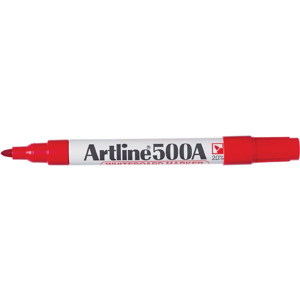 Artline 500A Whiteboard Marker 2mm Bullet Tip - Red (12-Pack) for Classroom, Office & Home Use - Dry Erase Markers for Whiteboards, Glass & Non-Porous Surfaces