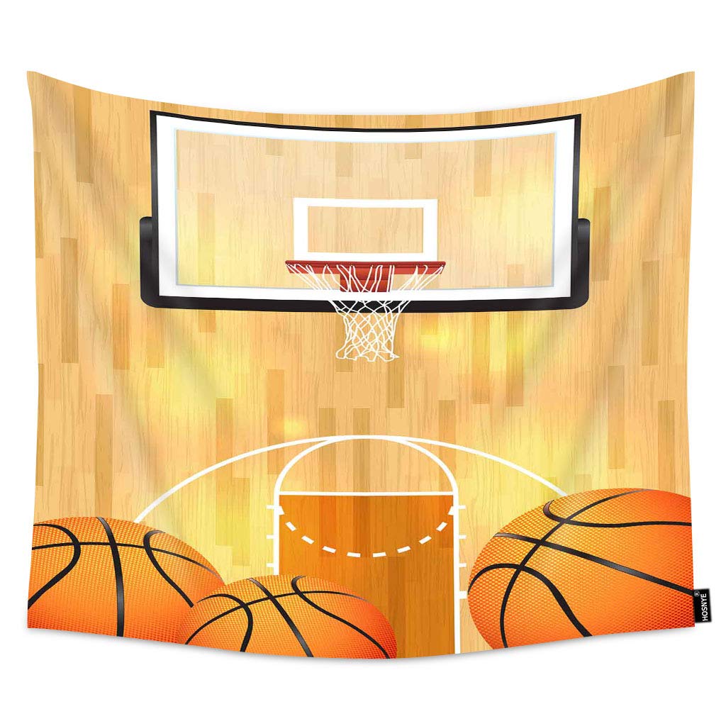 Basketball Court Tapestry Wall Hanging - 60 x 40 Inches Sports Decor for Kids Bedroom, Living Room & Dorm | Hoop & Ball Design Home Décor | Perfect for Game Room, Sports Themed Parties & Teen Gifts