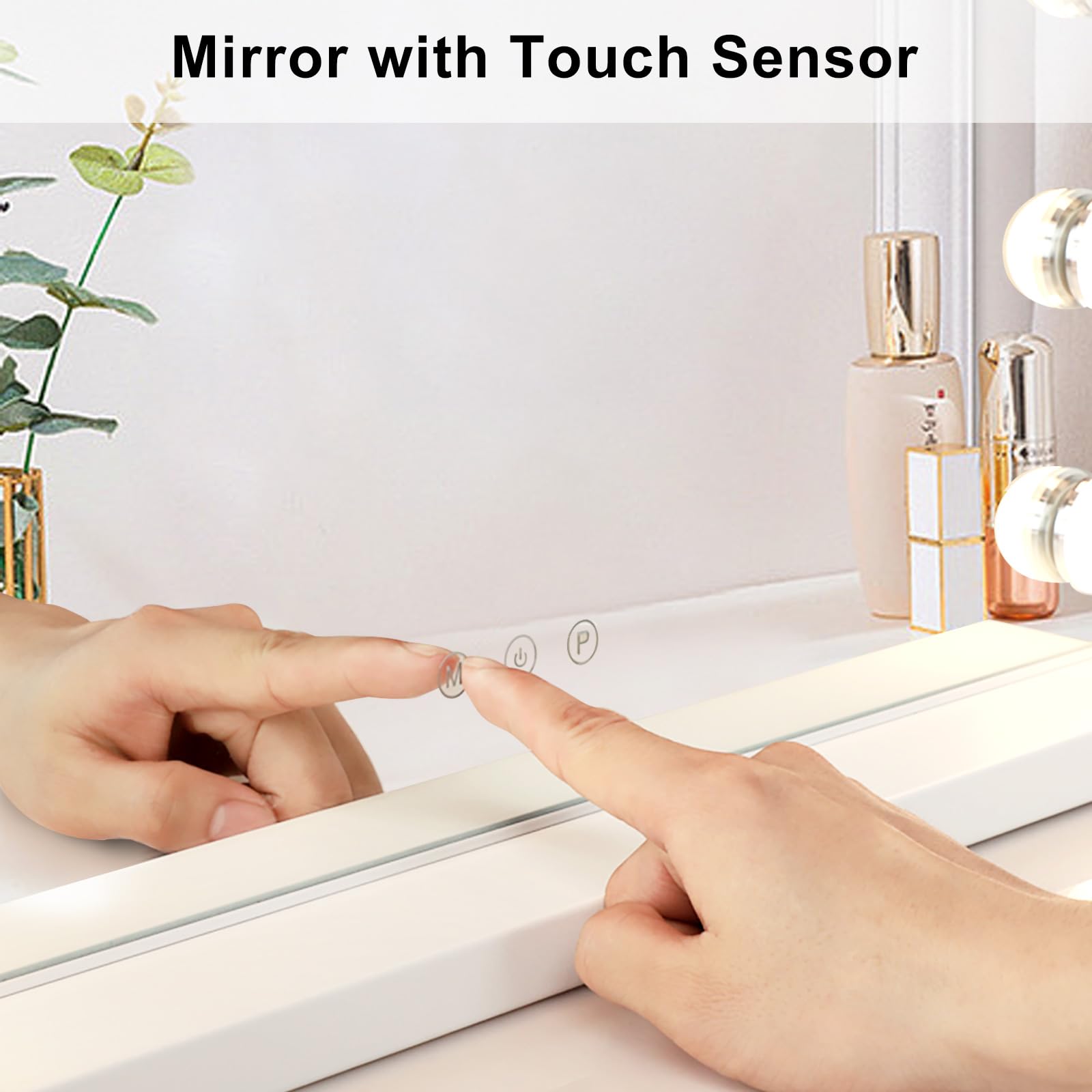 Hollywood Vanity Mirror with Lights - 23 Inch Large LED Makeup Mirror with Smart Touch Control, 15 Dimmable USB-Powered Lights for Dressing Room, Bedroom, Bathroom & Tabletop - White (Perfect for Makeup Application, Skincare Routine & Hairstyling)
