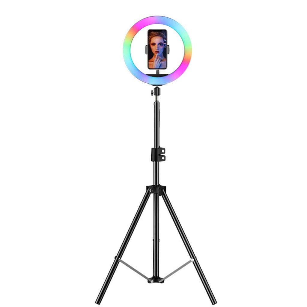 RGB Ring Light with Tripod & Phone Holder - USB LED Camera Light for Live Streaming & Makeup Videos - Home Studio Lighting
