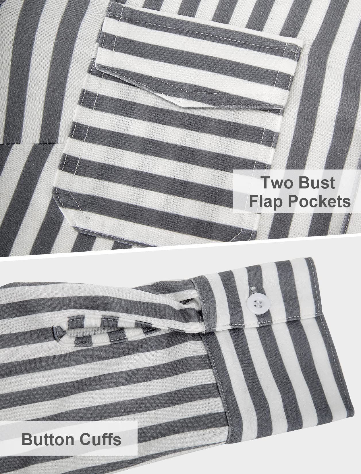 Cestyle Women's Striped Button Down Shirt - Long Sleeve Roll-Up Casual Blouse with Collar | Perfect for Fall Outfits, Office Wear & Weekend Brunch
