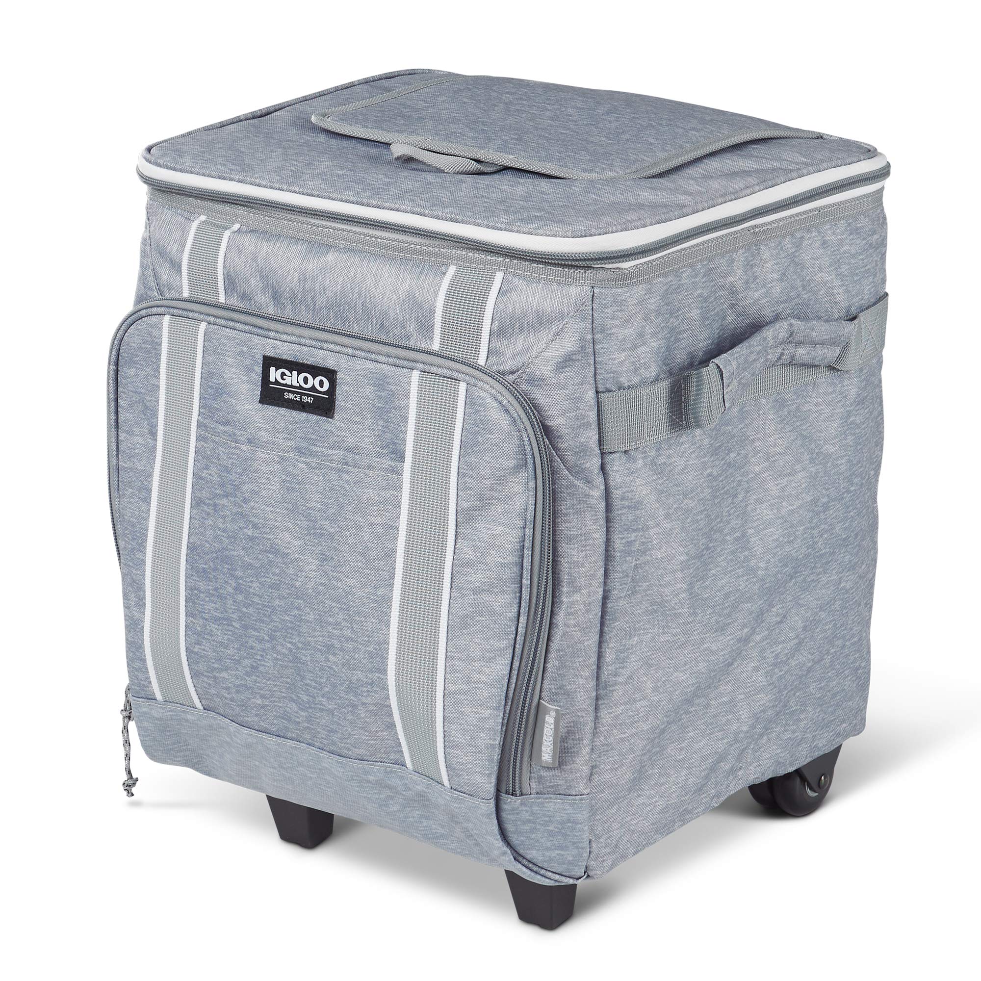 Igloo Large Rolling Cooler - 50-Quart Insulated Soft-Sided Cooler with Wheels for Camping, Beach, Picnics & Outdoor Adventures