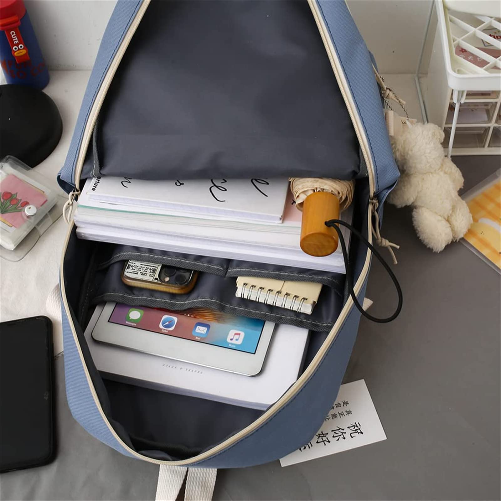 KAWAII Backpack Set - 5 Pcs Cute Aesthetic School Backpack with Bookbag for Girls, Teens & College Students | Perfect for School, Travel & Everyday Use