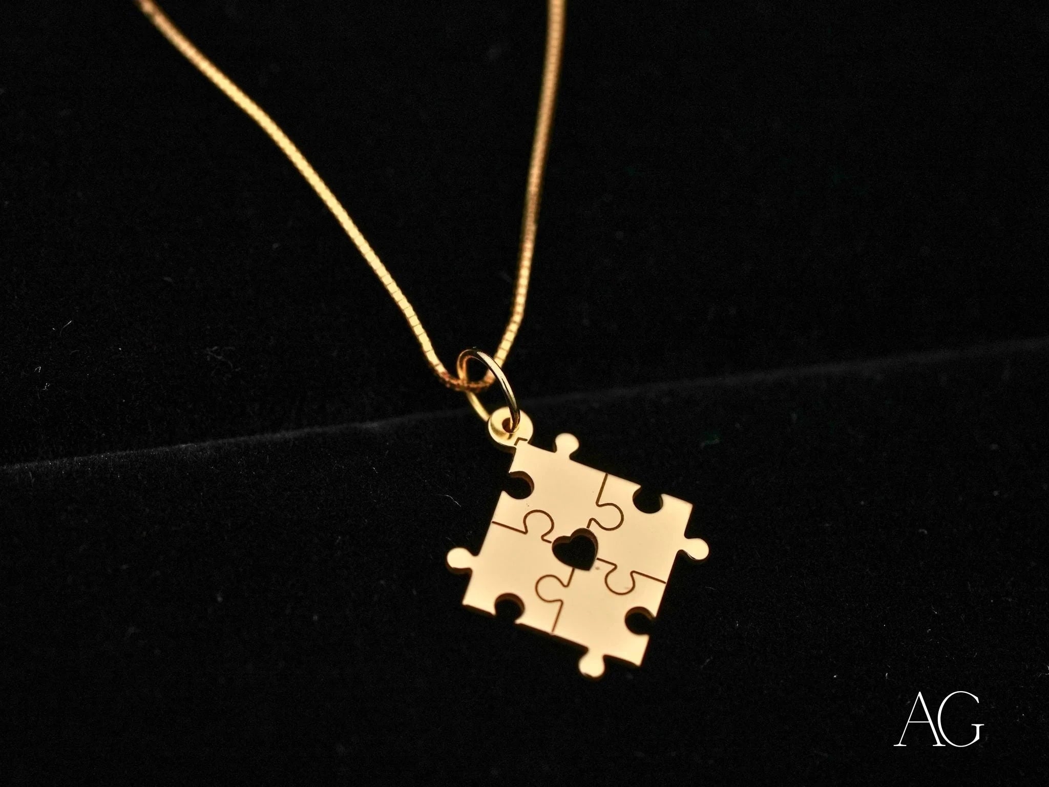 Golden Puzzle Autism Awareness Necklace - Symbol of Support & Hope for Autism Awareness Month, Special Needs Gifts, Jewelry for Parents & Caregivers - Perfect for Fundraisers, Daily Wear & Advocacy Events