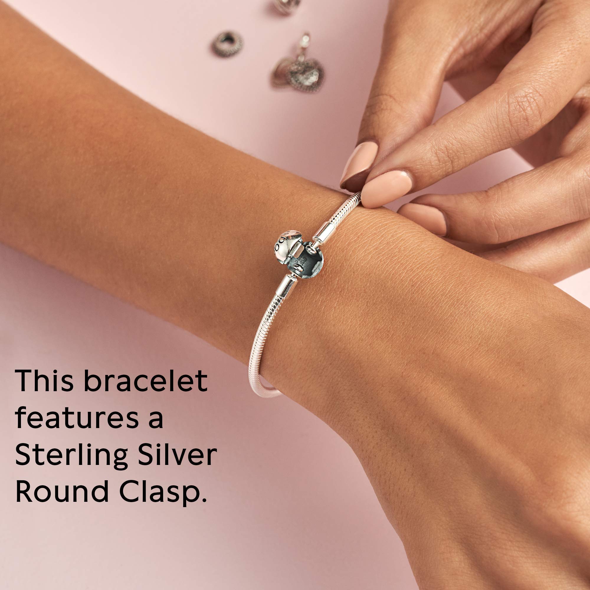 PANDORA Moments Snake Chain Bracelet for Women - Adjustable Sterling Silver Charm Bracelet with Gift Box - Perfect for Birthdays, Anniversaries & Everyday Wear