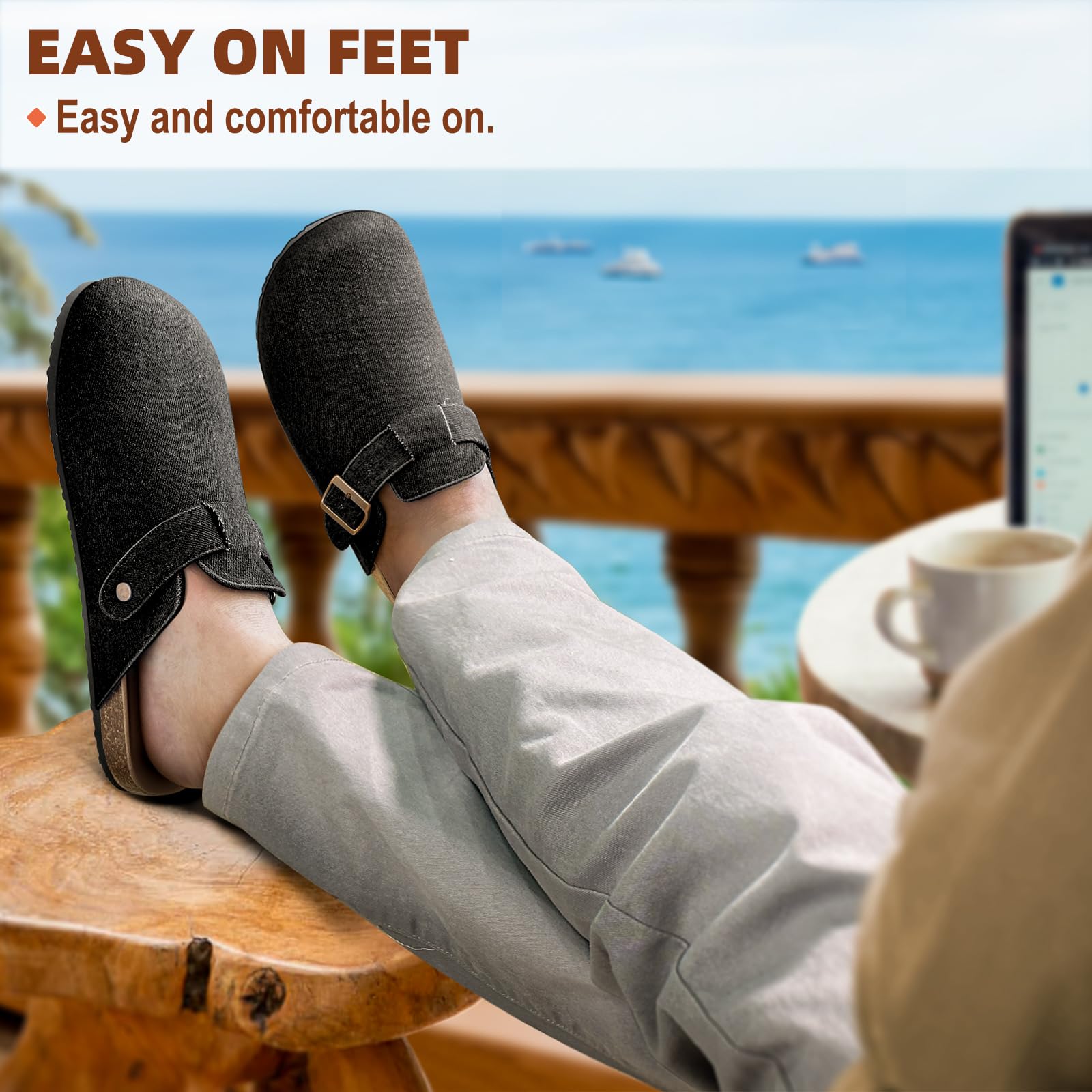 KEMISANT Unisex Comfortable Suede Clogs - Slip-On Mules Slippers with Cushioned Cork Footbed - Perfect for Nurses, Healthcare Workers & Casual Wear