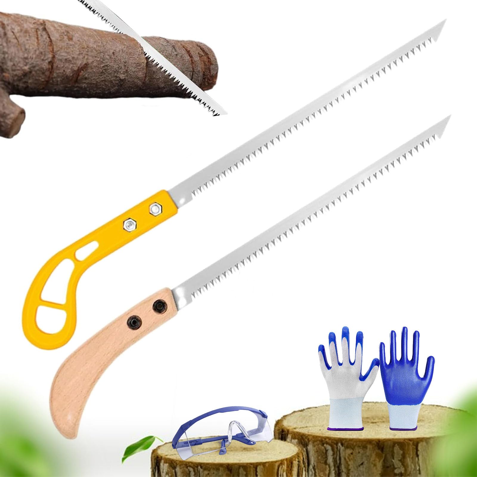 Flexaza 9 Inch Outdoor Portable Hand Saw - Sharp & Durable Camping, Gardening, Pruning Saw for Wood Cutting | Perfect for Backpacking, Bushcraft & Yard Work (A&B)
