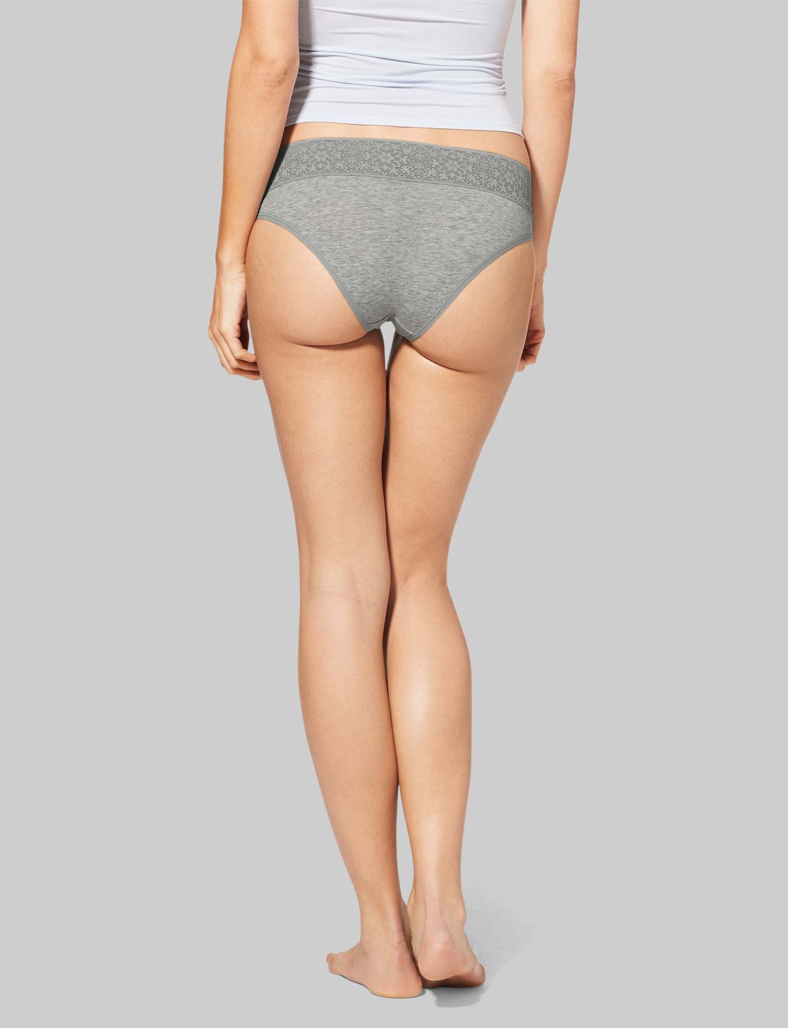 Women's Breathable Cotton Cheeky Underwear with Lace Waistband - Comfortable Everyday Panties for Work, Gym & Sleep