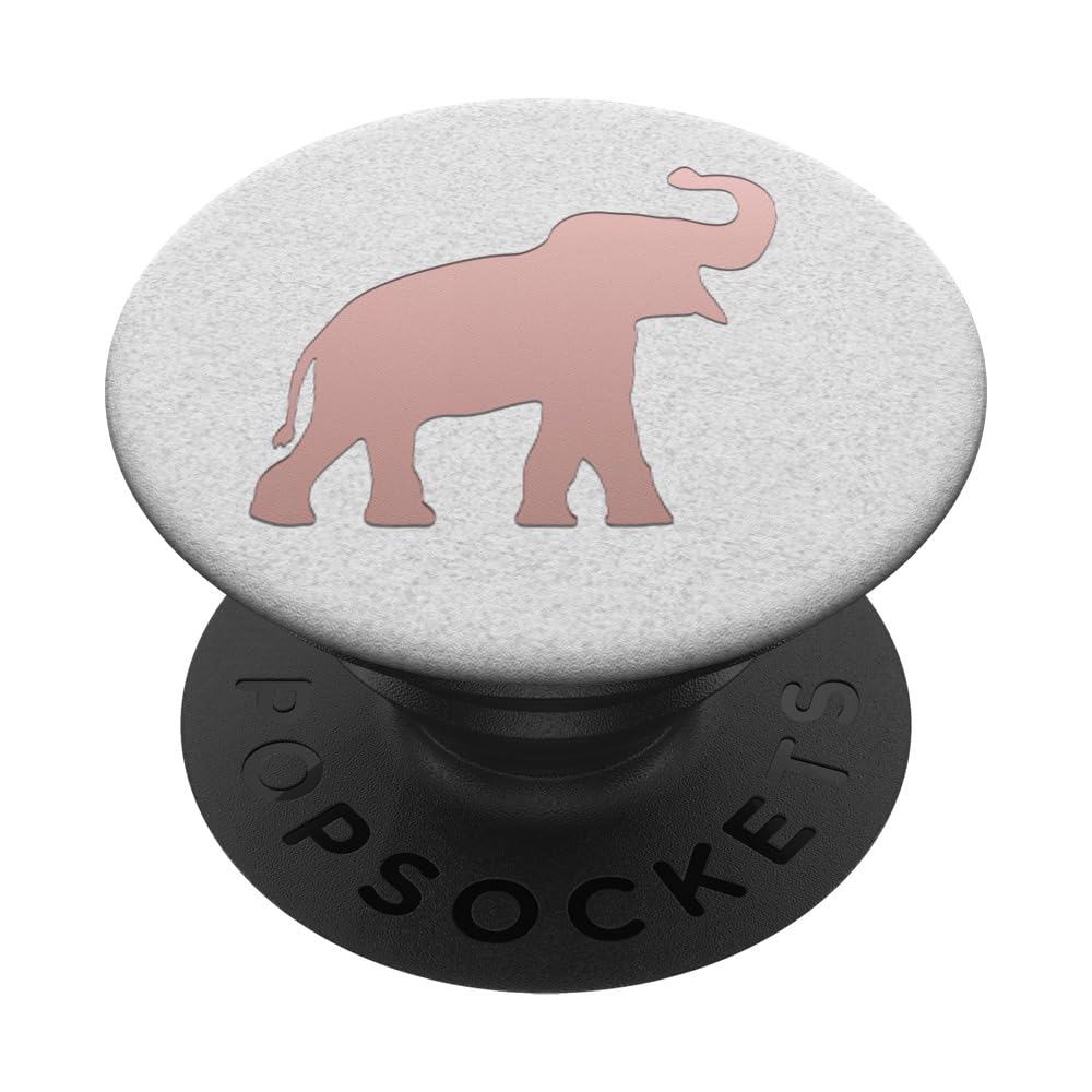 Golden Rose Pink Elephant on White Pattern PopSockets Standard PopGrip - Swappable Phone Grip for iPhone, Samsung & Smartphones - Perfect for Work, Travel & Everyday Use