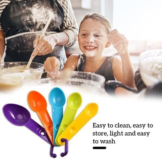 **HomeAra 5-Piece Plastic Measuring Spoons Set for Baking & Cooking – Stackable, Easy-to-Clean, Colorful – Perfect for Liquid, Tea, Coffee, Spices & Powder – Ideal for Home Kitchen, Baking, Coffee Brewing & Meal Prep**