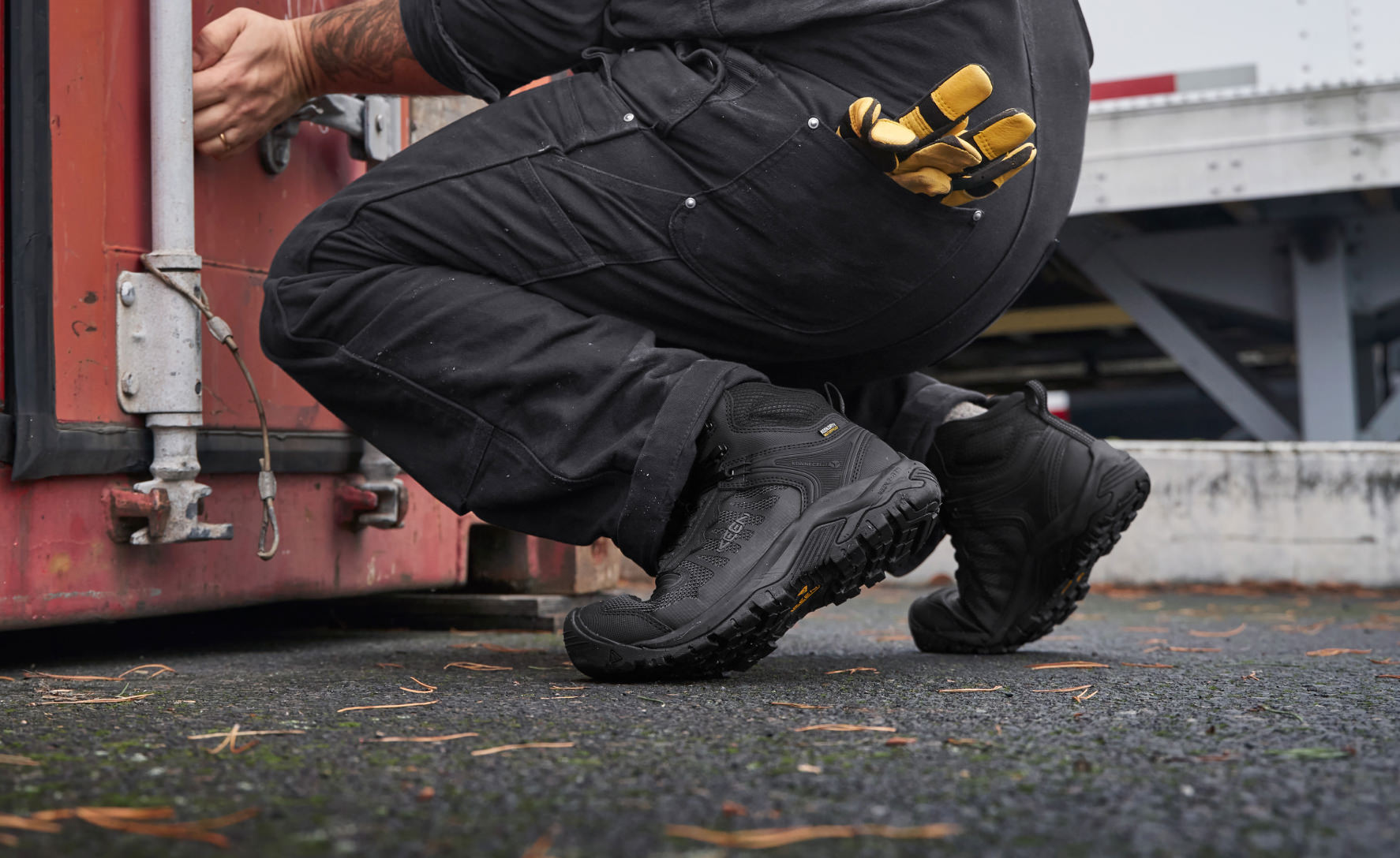 Men's Reno Waterproof Mid Soft Toe Work Boots - Black/Black | Durable & Comfortable for Construction, Hiking & Outdoor Work
