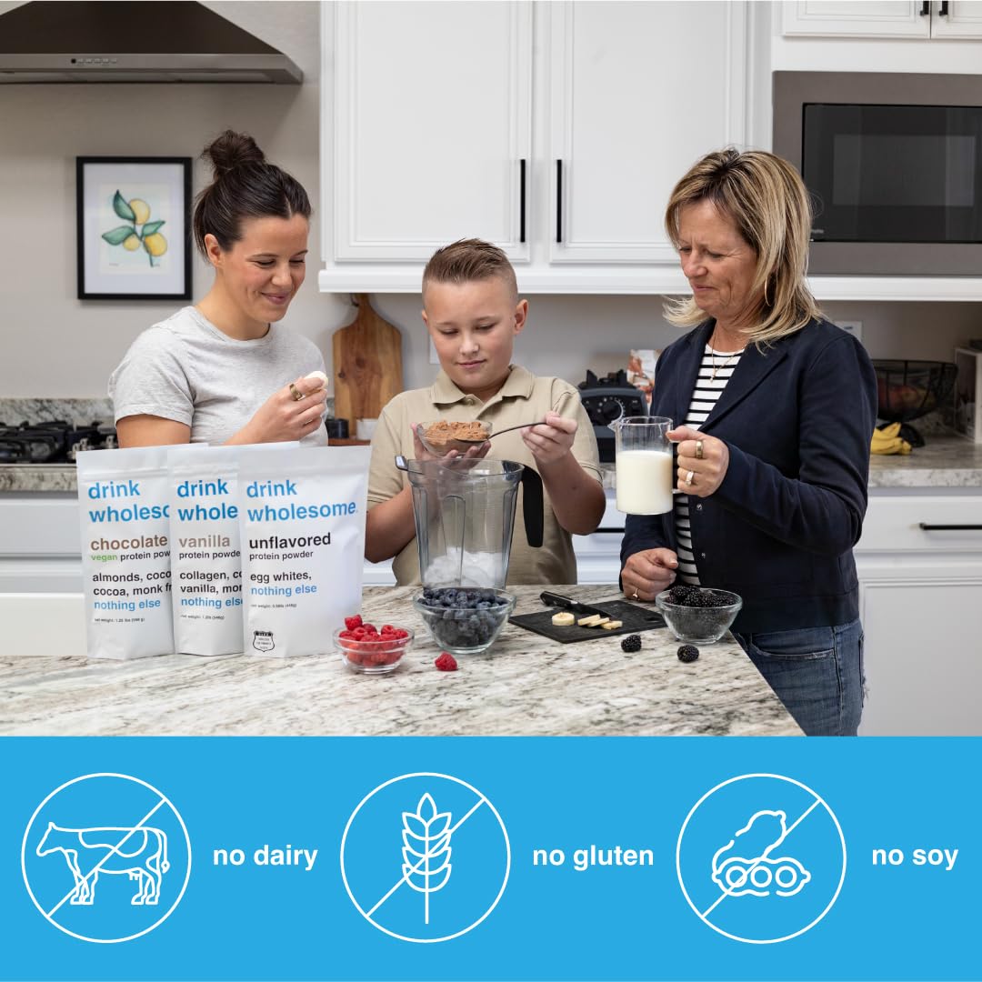 drink wholesome Peanut Butter Egg White Protein Powder - Gut Friendly, Dairy & Lactose Free Protein Supplement for Sensitive Stomachs | No Artificial Sweeteners | Paleo & Carnivore Diet Friendly | Safe for Kids & Seniors | Perfect for Post-Workout Recovery & Healthy Smoothies